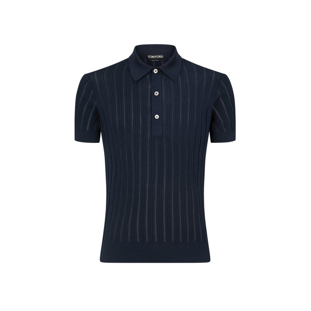 Tom Ford o1loc1c0426 KPS029 Cotton Silk Knit Polo Shirt in Blue Size US M / EU 48-50 / 2 - 1 Preview