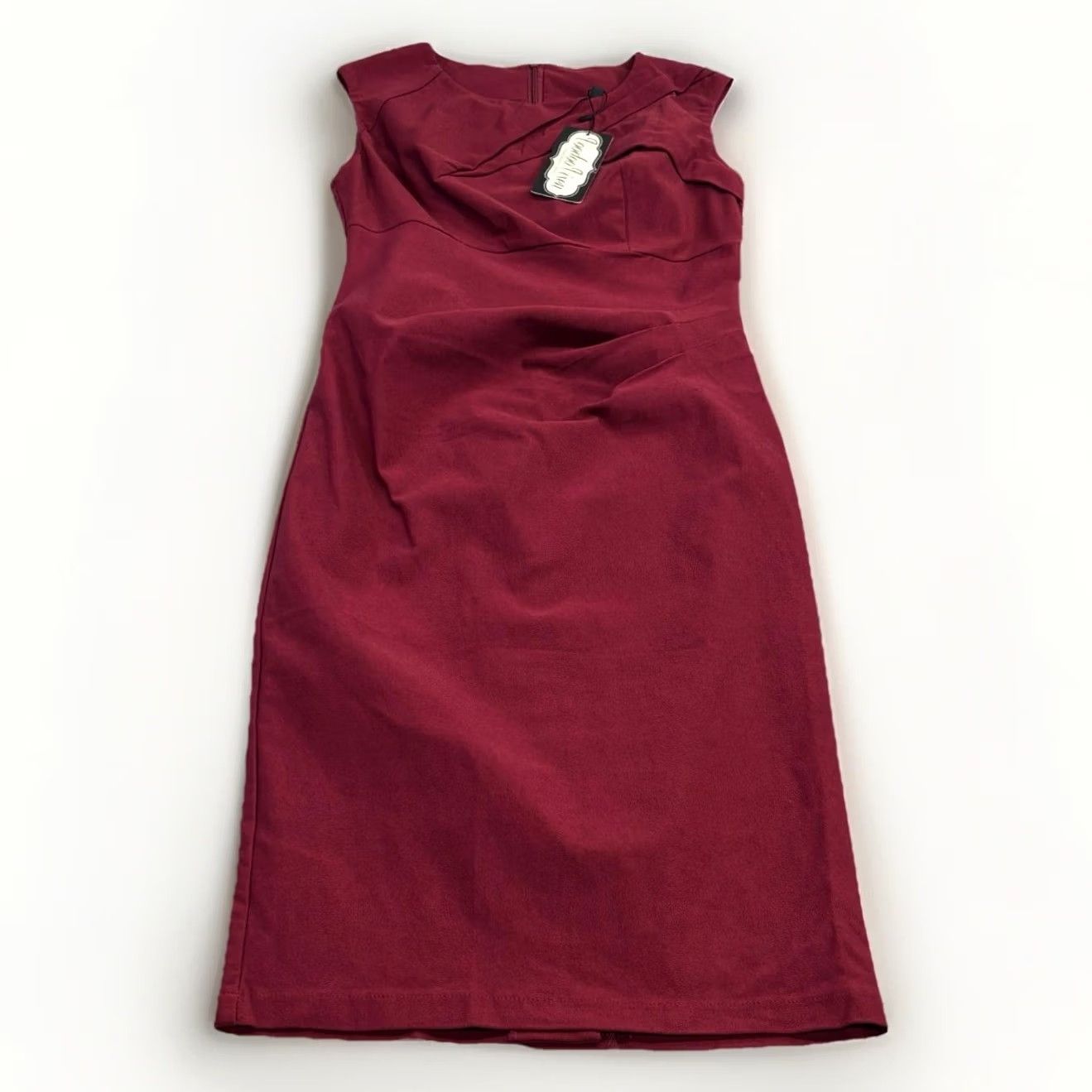 Vintage Voodoo Vixen Dress Sleeveless Burgundy Pencil Dress Womens Small New with Defects - Party Cocktail Formal Knee Length Vintage No Pattern Size S / US 4 / IT 40 - 2 Thumbnail