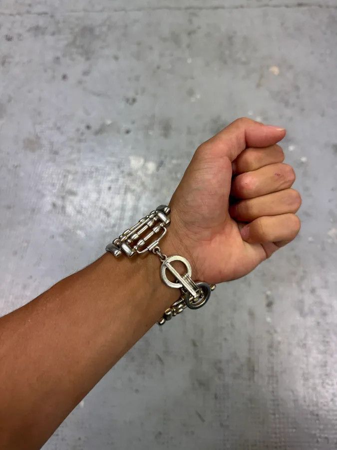 Jean Paul Gaultier 2000s Jean Paul Gaultier Roman Pillar Stainless Steel Bracelet Size ONE SIZE - 2 Thumbnail