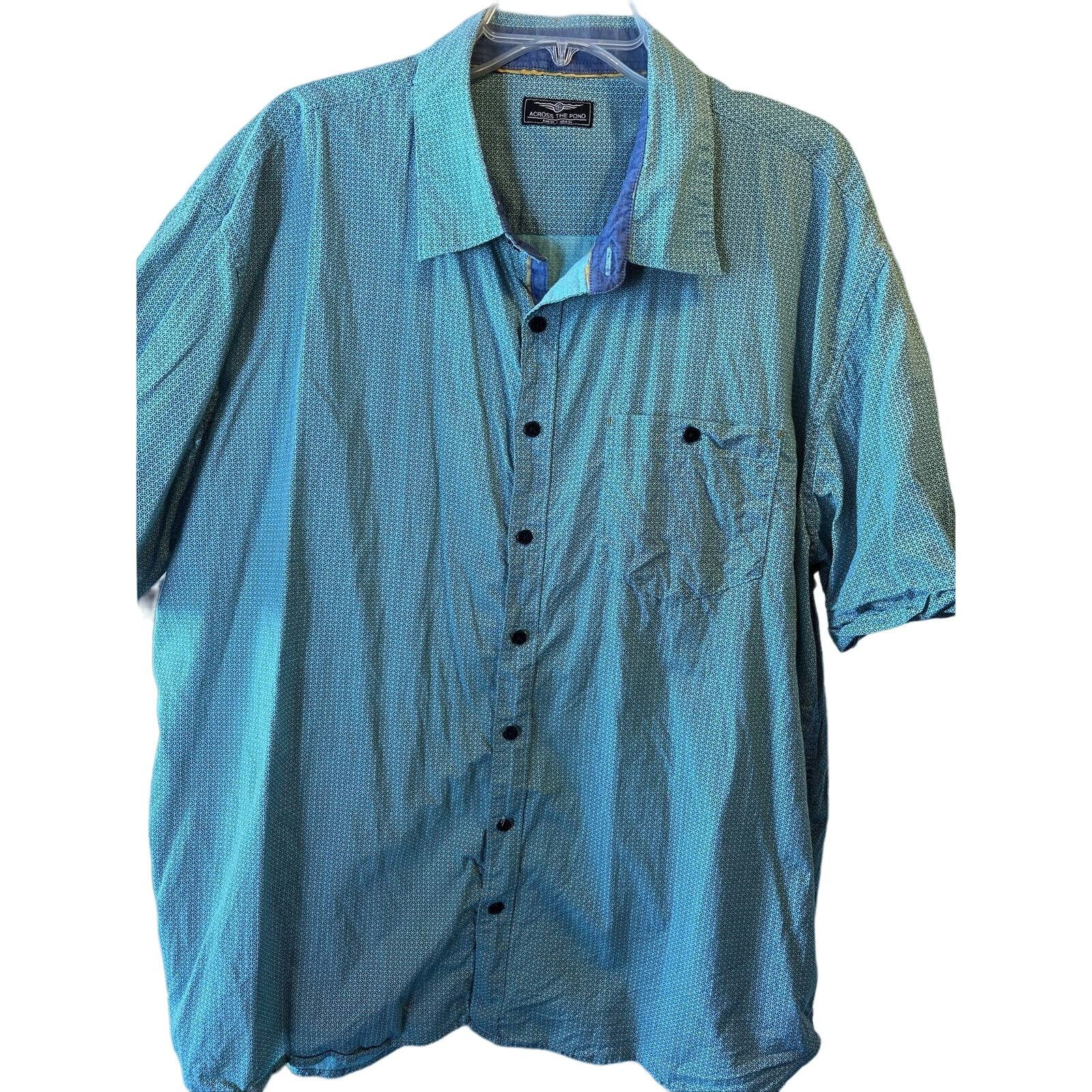 Other Across The Pond Men’s 3X Blue Green Button Down Cotton Shirt Size US XXL / EU 58 / 5 - 1 Thumbnail