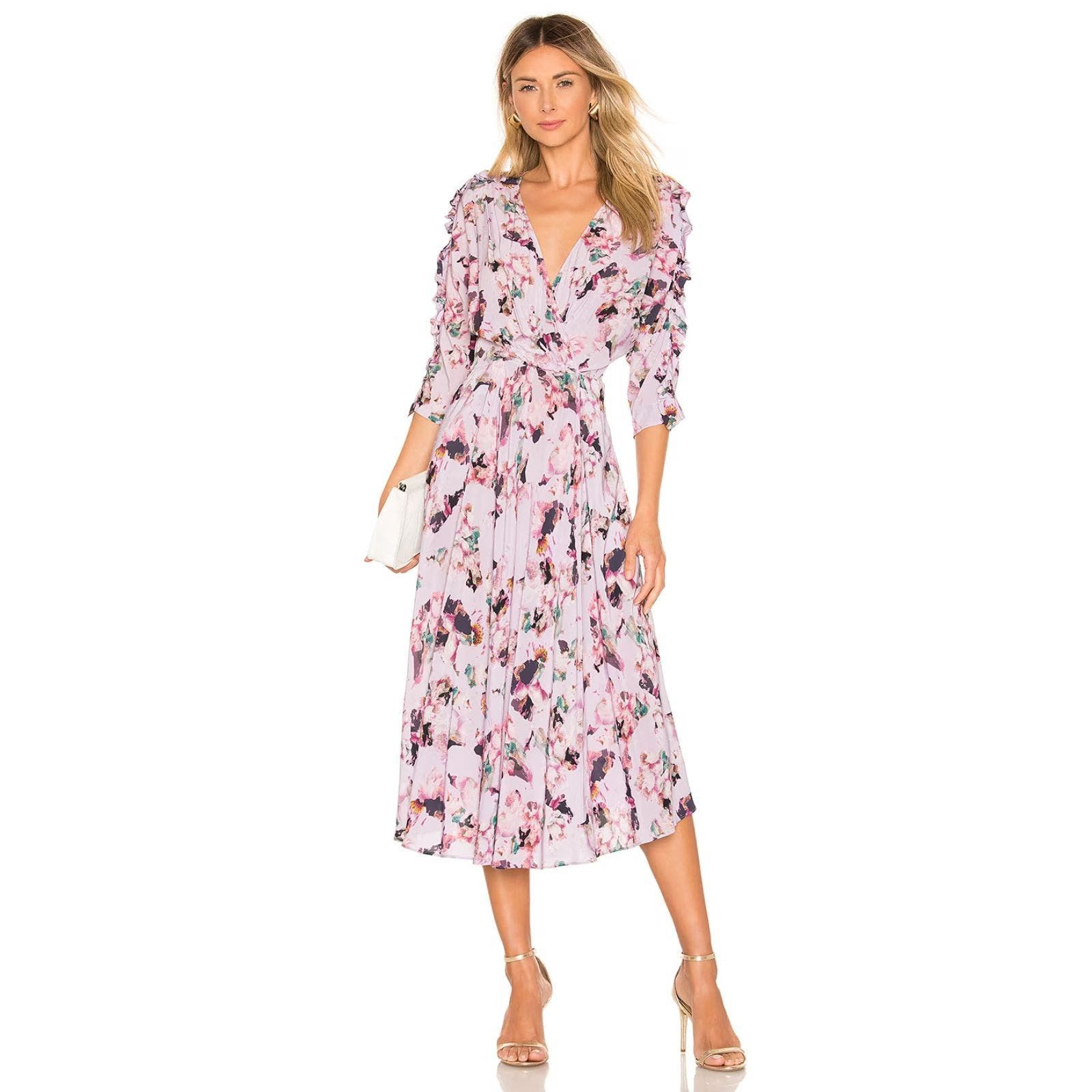 image of Iro Liky Midi Dress In Lilac Floral Size M in Purple, Women's
