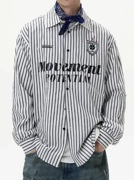 VIBE Blokecore retro movement striped button up shirt Size US XL / EU 56 / 4 - 8 Thumbnail