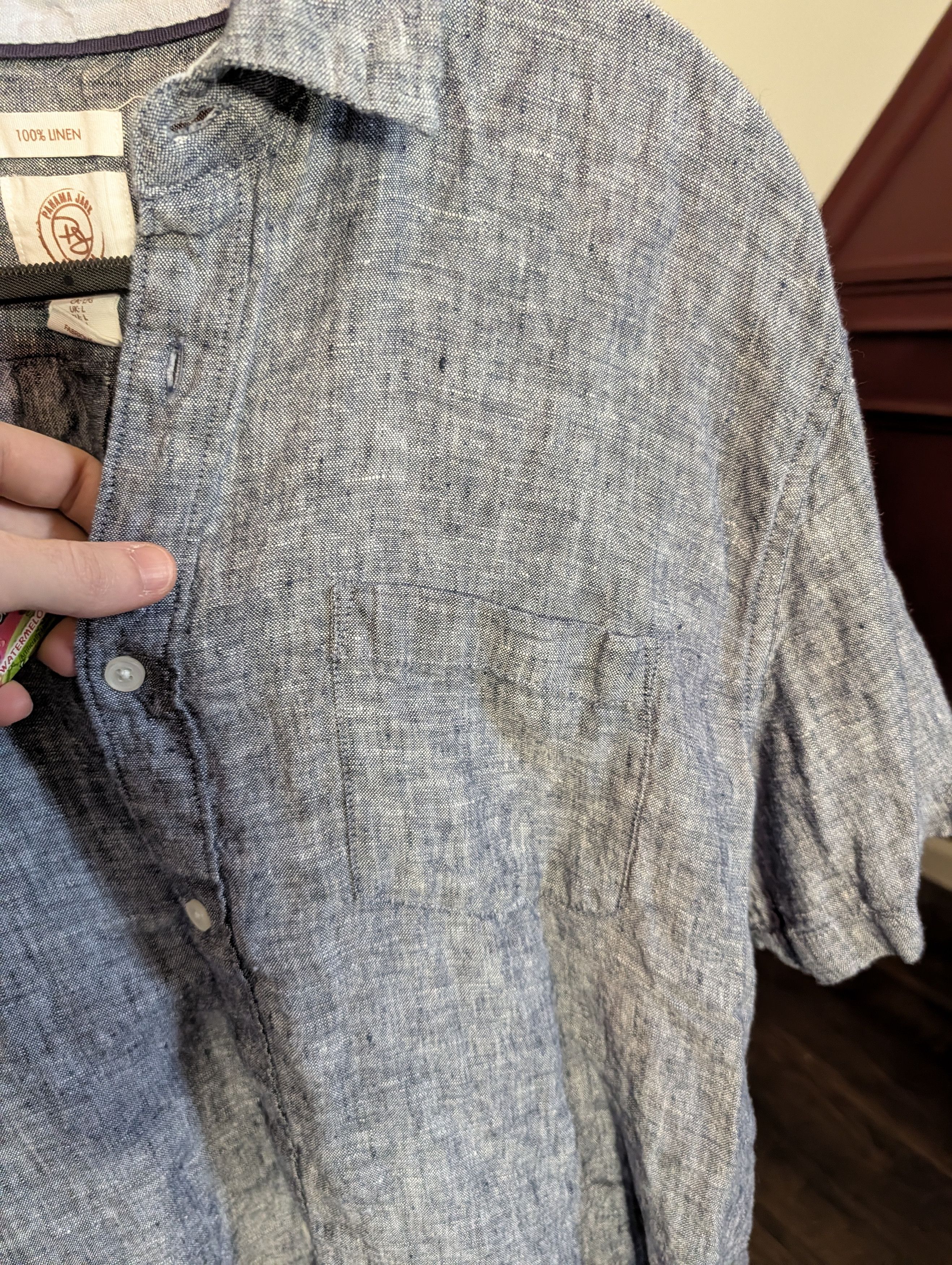 Panama Jack Pure linen gray/blue S/S button up shirt Size US L / EU 52-54 / 3 - 3 Thumbnail