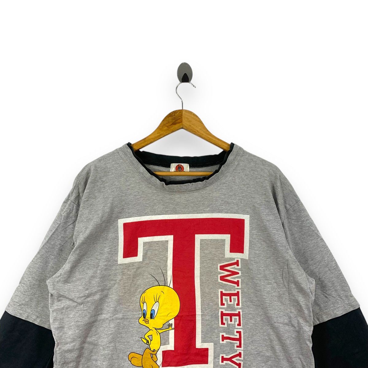 Warner Bros Vintage LOONEY TUNES TWEETY Y2K Raglan Tee Shirt Top Size XXL / US 16-18 / IT 52-54 - 2 Thumbnail