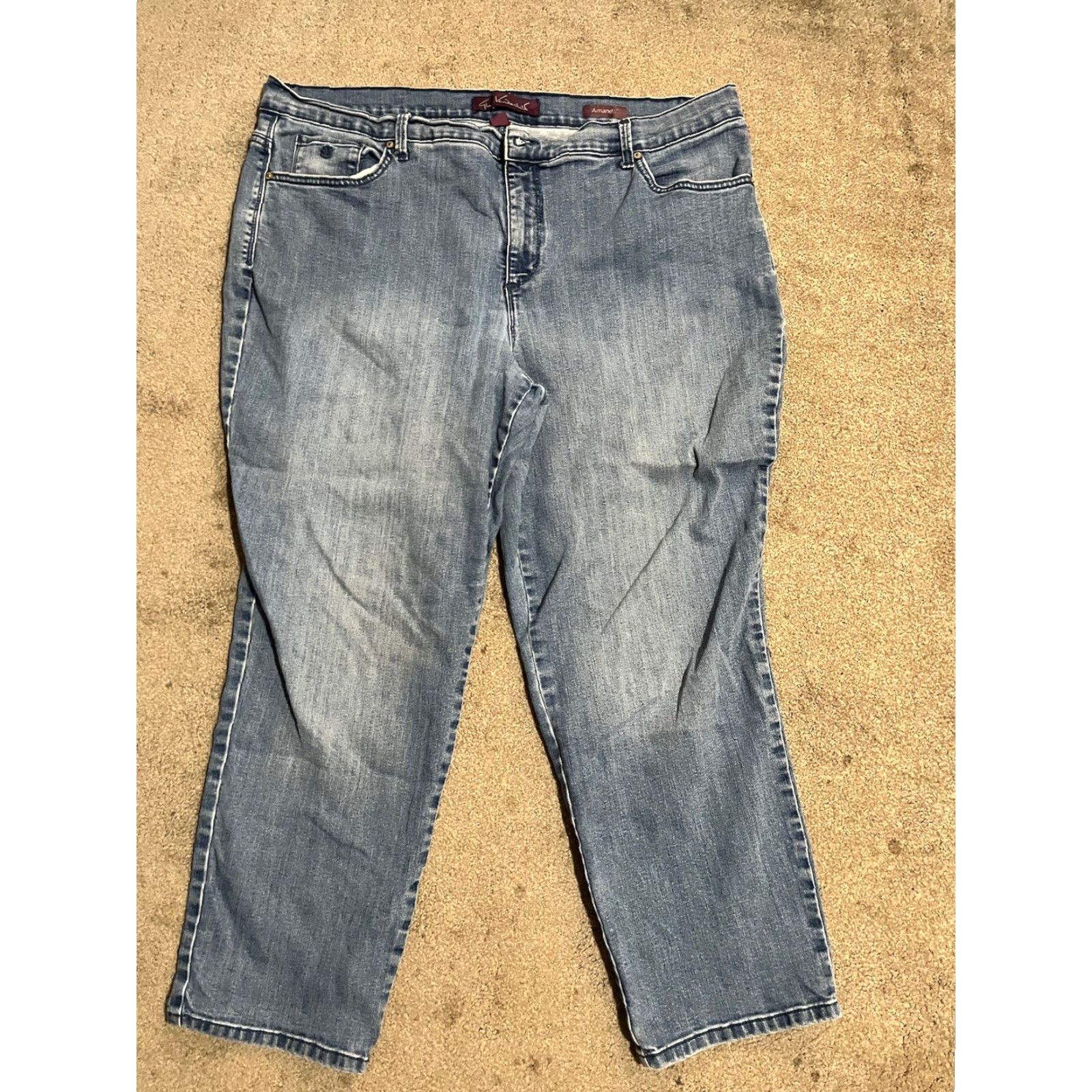 Gloria Vanderbilt Gloria Vanderbilt Amanda Jeans Womens Straight Denim 20W Plus Size Blue 31 In Inseam Regular Rise Mid Vintage No 98% Cotton 2% Spandex Size 27" / US 4 / IT 40 - 2 Thumbnail