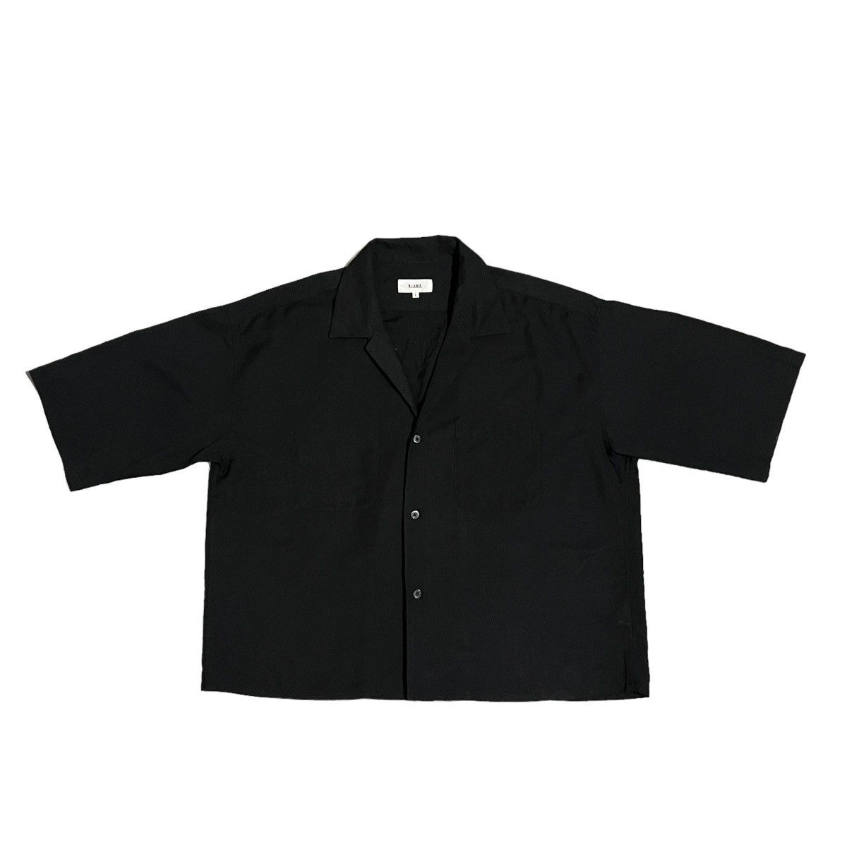 image of Beams Plus Open Collar Double Pocket Shirt in Black, Men's (Size Large)