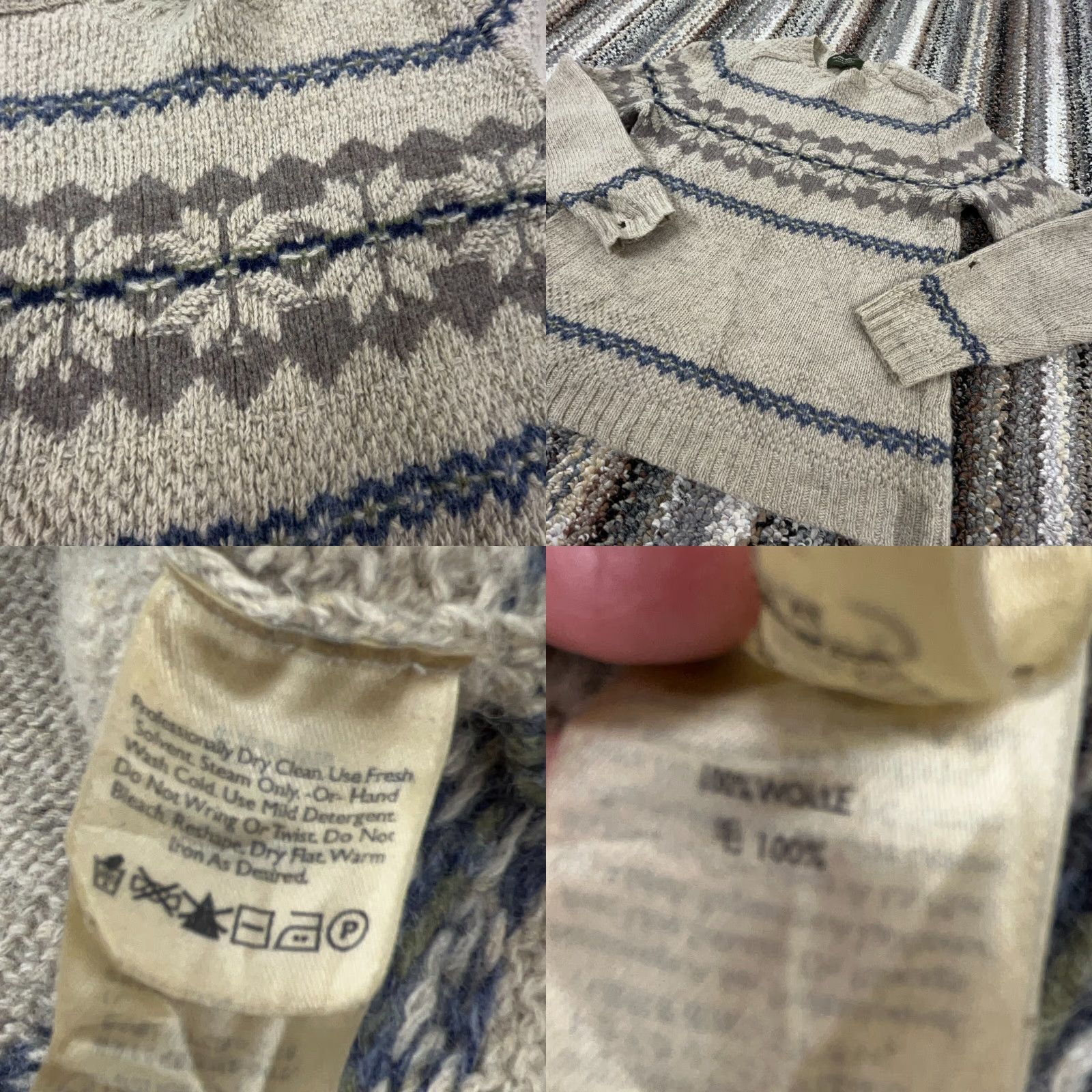 Eddie Bauer VINTAGE Eddie Bauer Sweater Women M Tan Blue Wool Knit Nordic Grandpa Y2K Size M / US 6-8 / IT 42-44 - 8 Thumbnail