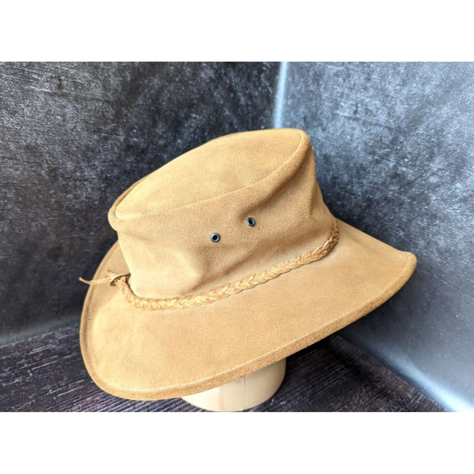 Vintage Oxford Blue Leather Cowboy Hat Australia Brown Size L Men Hat Leather Brown Cowboy Oxford Blue Australia L Mens Size ONE SIZE - 5 Thumbnail