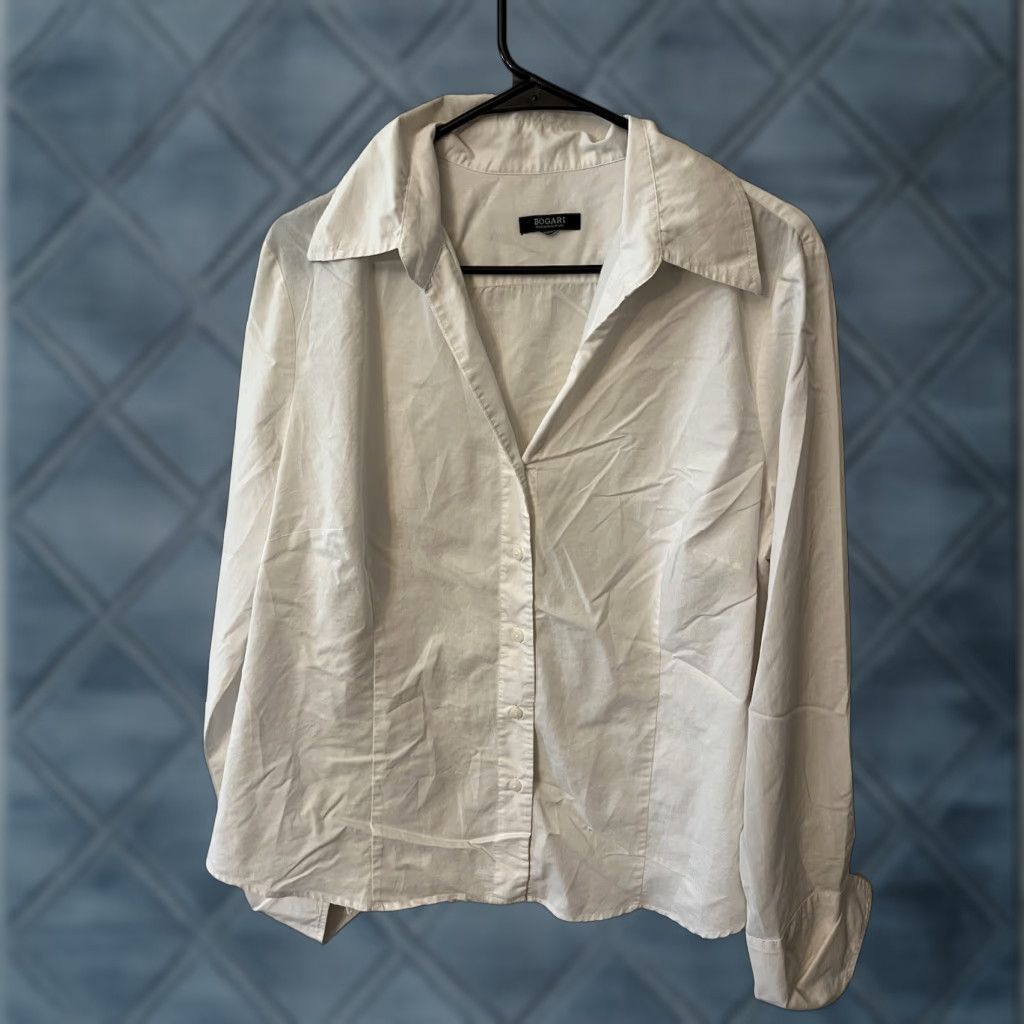 Vintage VINTAGE Bogari Women's Button-Up Shirt XL Long Sleeve White Cotton Blouse Size XL / US 12-14 / IT 48-50 - 1 Thumbnail