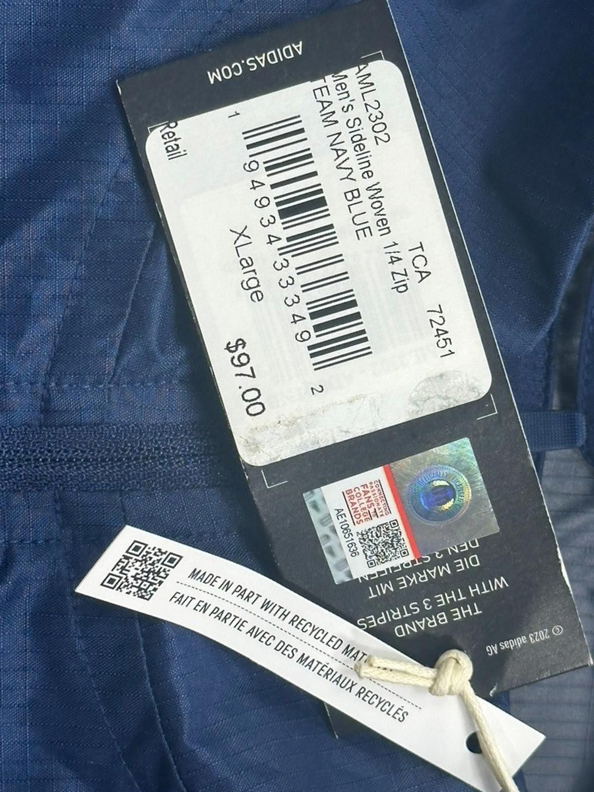 Adidas Adidas Sideline Woven 1/4 Zip FLA Atlantic Blue Owls Mens XL Size ONE SIZE - 12 Thumbnail