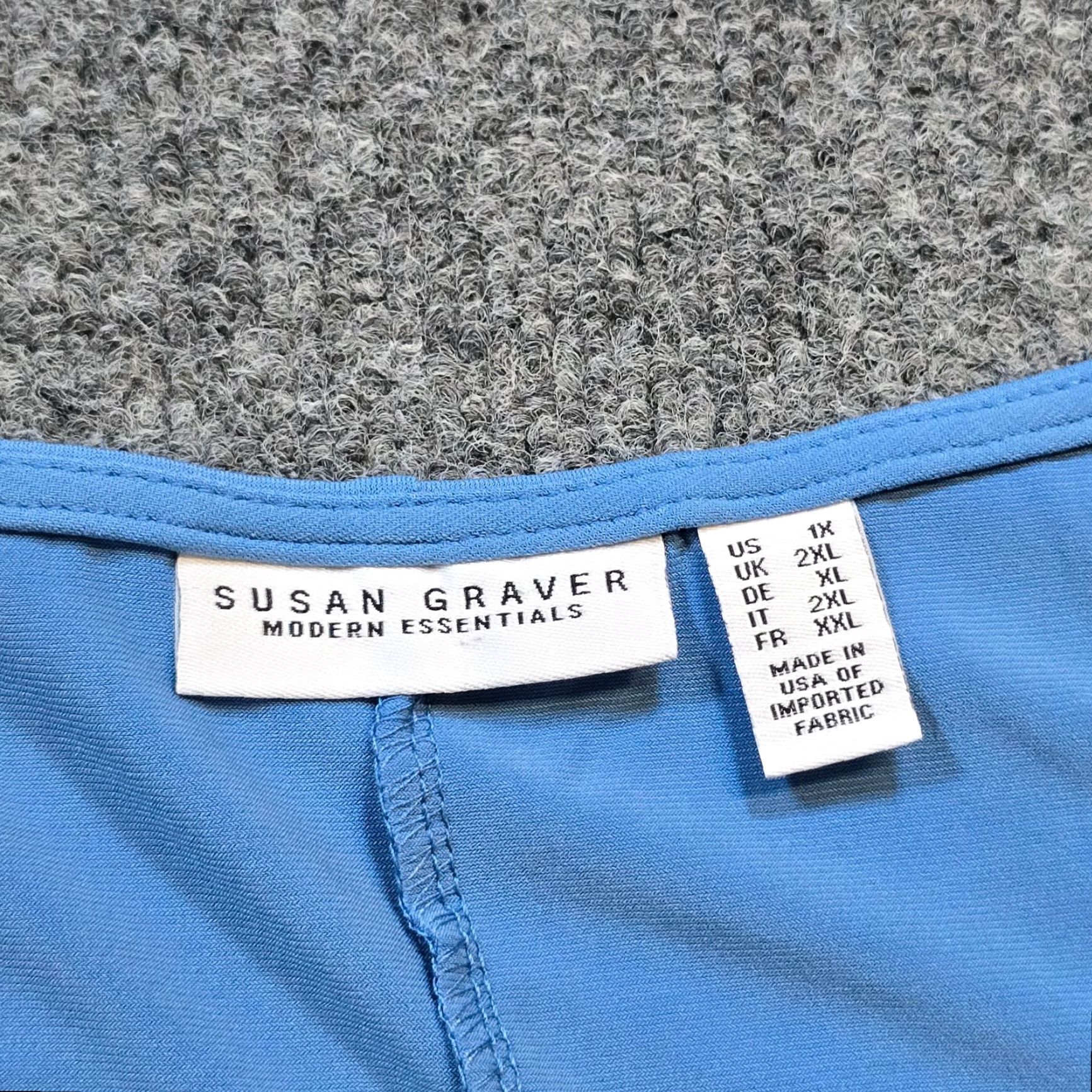 Vintage Susan Graver Top Women 1X Blue Round Neck Stretch No Iron Basic Minimal Casual Shirt Womens 1X Blue Round Neck Stretch Classic Casual Modern Size XL / US 12-14 / IT 48-50 - 3 Thumbnail