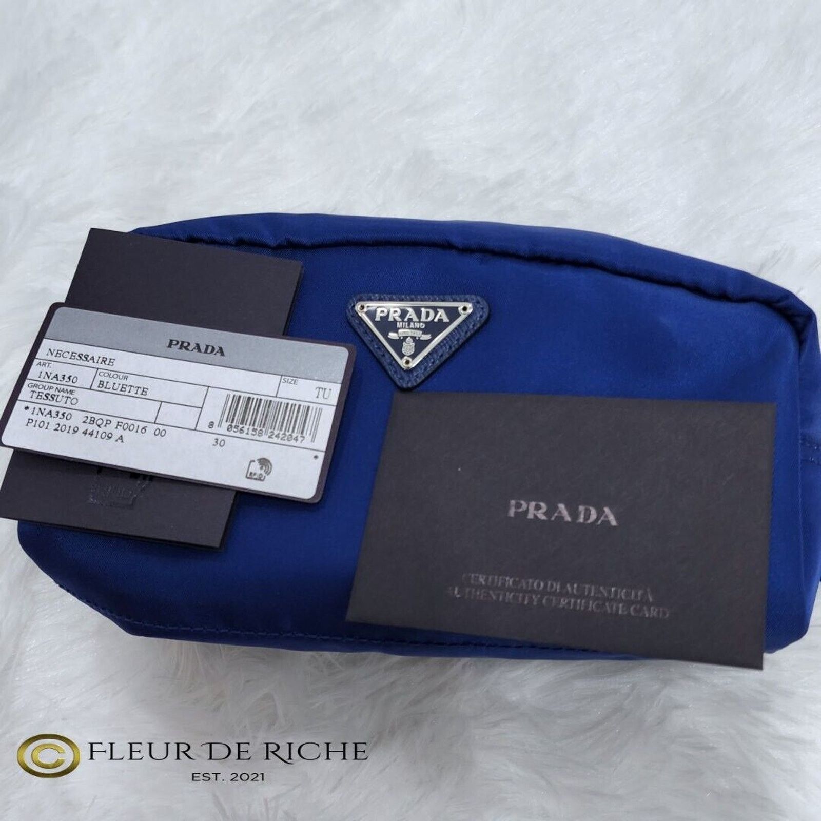 Prada Prada Necessaire Nylon Cosmetic Case Blue Bleuette 1NA350 Size ONE SIZE - 13 Thumbnail