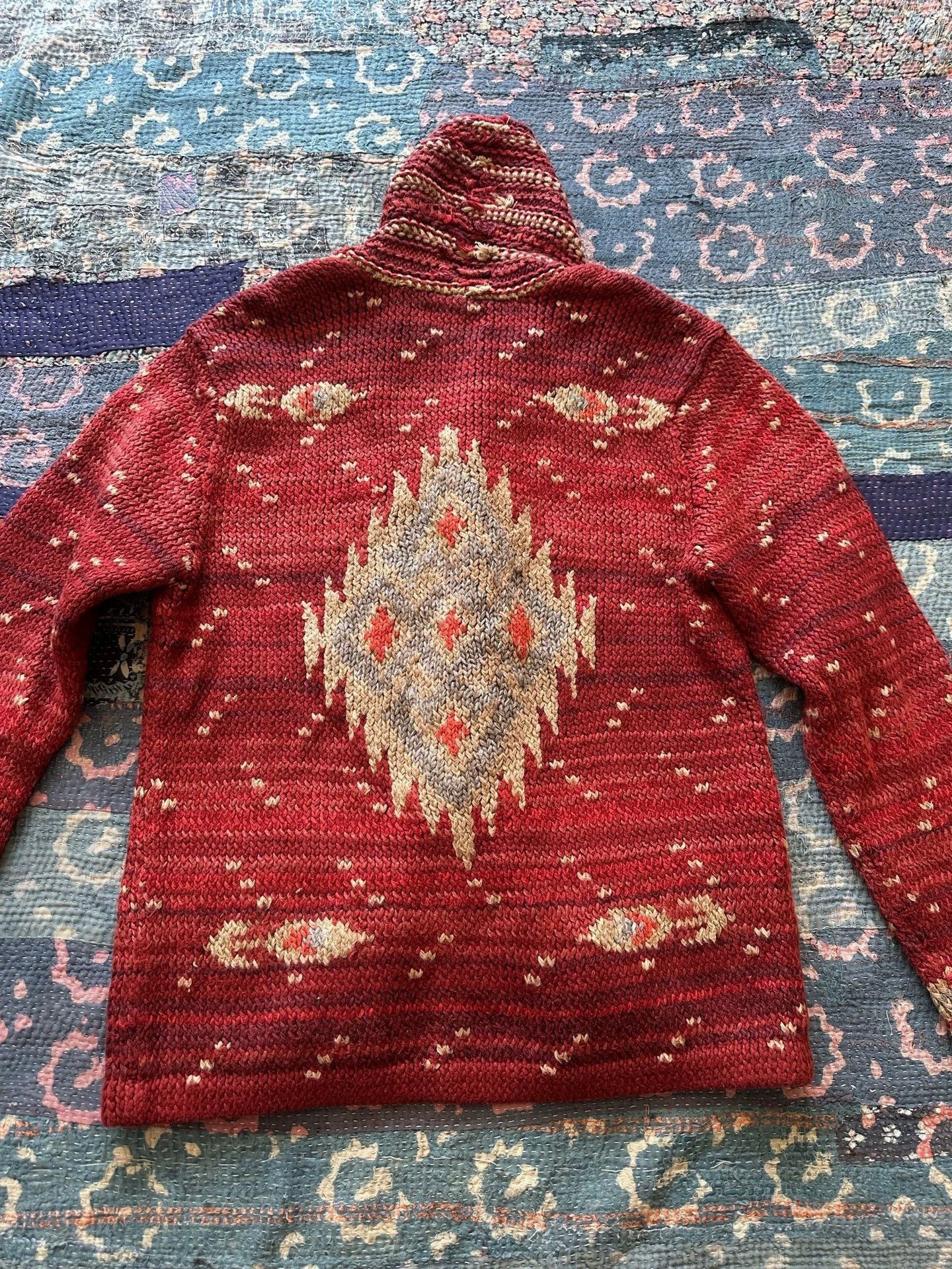 RRL Ralph Lauren Red Patterned Button-Front Knit Cardigan Size US XXS / EU 40 - 2 Thumbnail