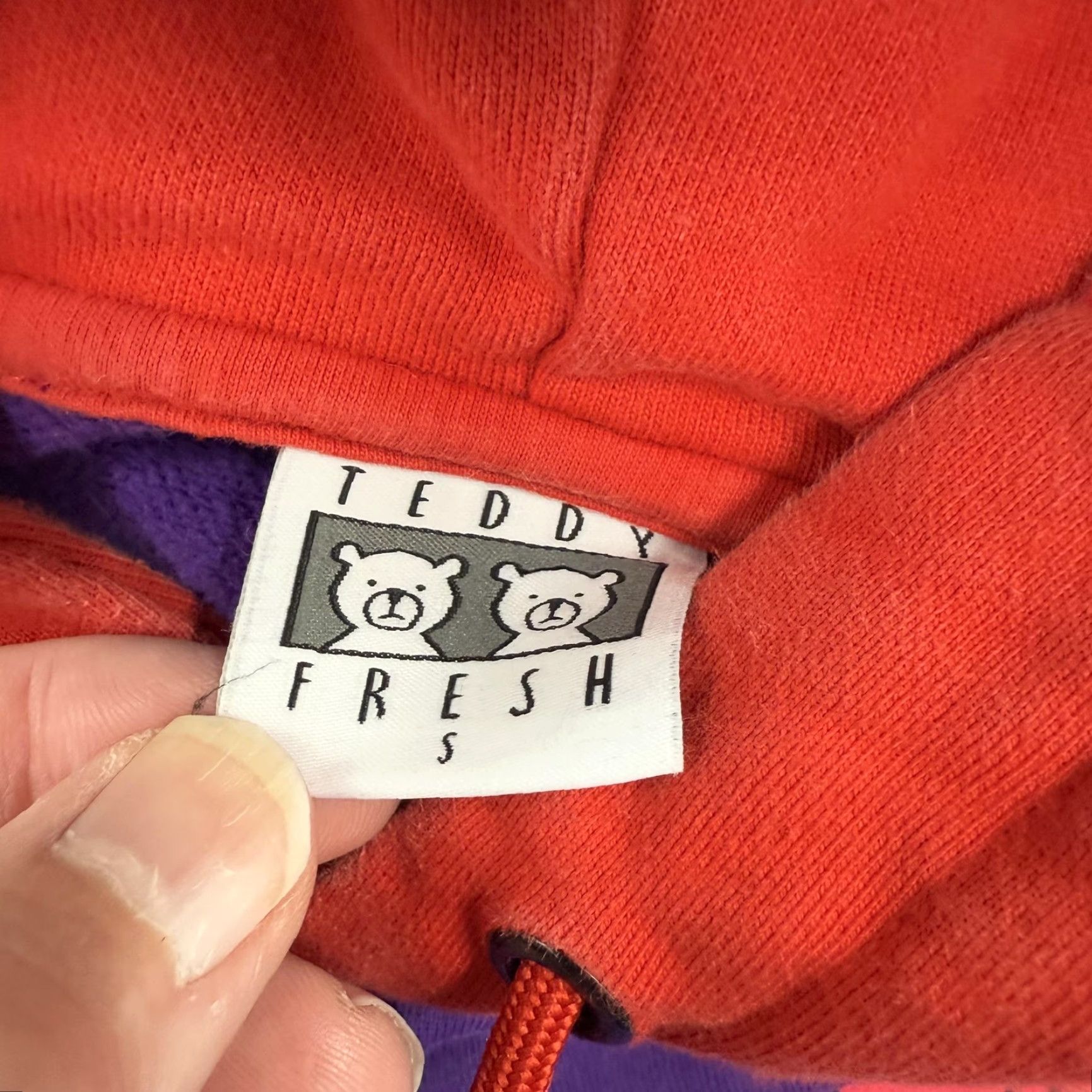 Teddy Fresh Teddy Fresh Hoodie Mens S Colorblock Pullover Geometric Cotton Purple Red Mint Green Lavender Hooded Pocket Geometric Size US S / EU 44-46 / 1 - 3 Thumbnail