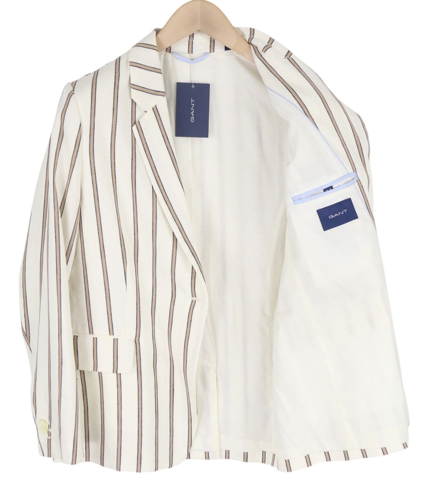 Gant STRIPE LINEN STRAIGHT EU36 Off-White Linen Blend 85336 Size S / US 4 / IT 40 - 2 Thumbnail