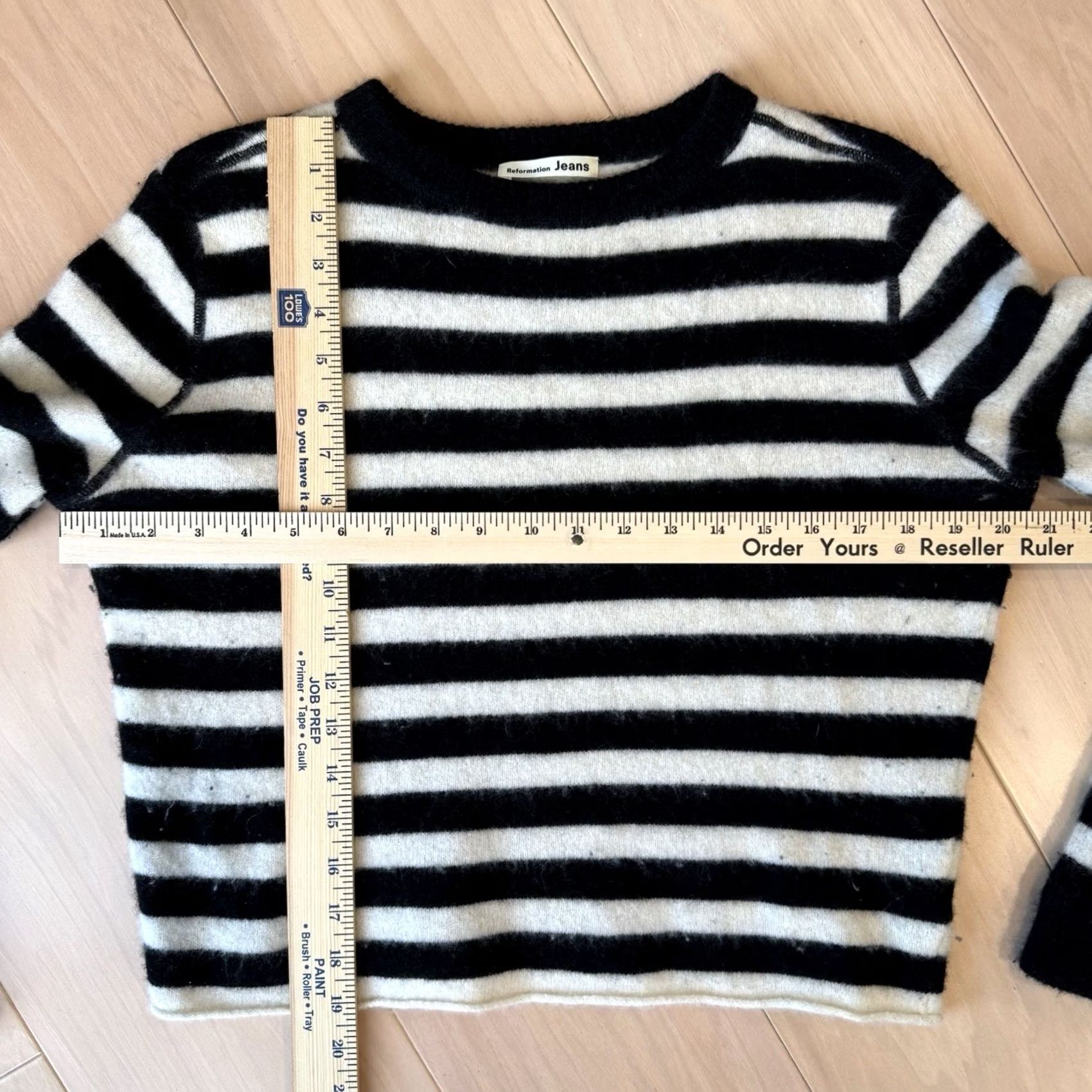 Reformation Reformation Sweater Women's S Black White Striped Cashmere Knit Pullover Logo Long Sleeve Winter Fall Spring Designer New York Size S / US 4 / IT 40 - 3 Thumbnail