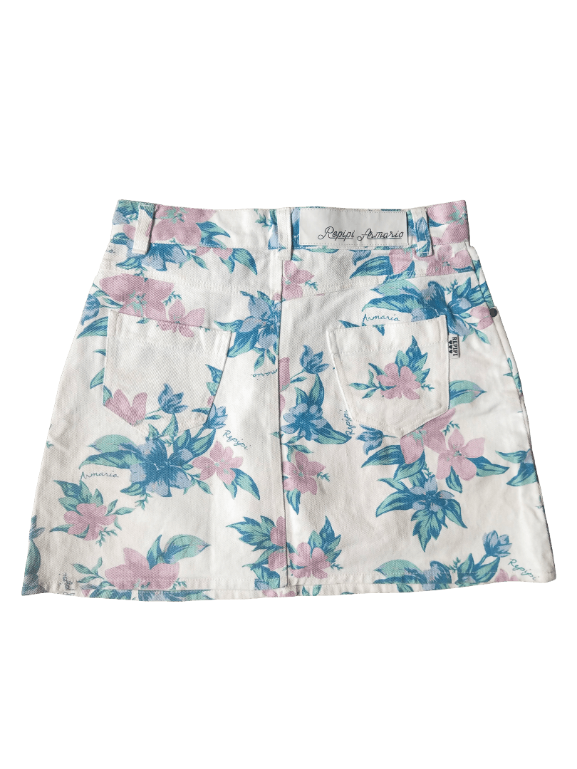 Angel Blue Repipi Armario Floral Print Denim Mini Skirt Y2K/Harajuku Size 29" - 4 Thumbnail