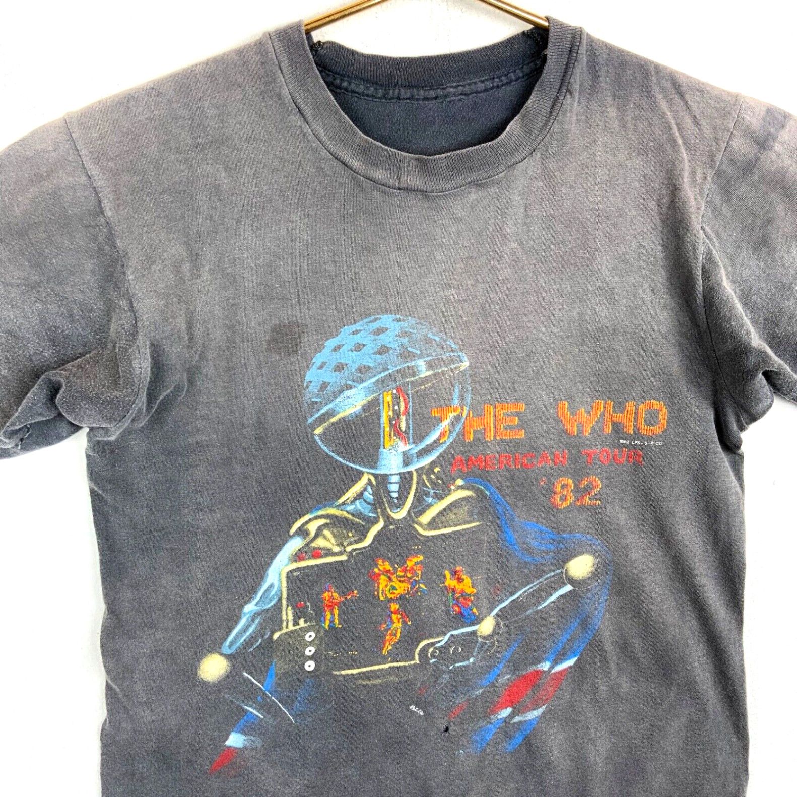 image of Vintage The Who Tour T-Shirt Small 1982 80's Single Stitch Double Sided Band Tee in White, Men's