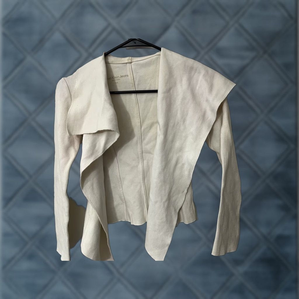 Calvin Klein Calvin Klein Cardigan Sweater Women Petite Small White Long Sleeve Open Front Size S / US 4 / IT 40 - 1 Thumbnail
