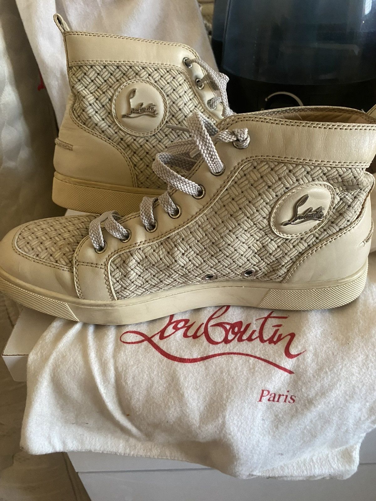 Christian Louboutin Christian Louboutin Woven Leather High-Top Sneakers – Size US 9 / EU 42 - 1 Thumbnail