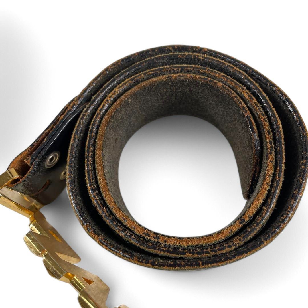 Bape A Bathing Ape (BAPE) - M Gold Buckle Black Leather Belt Size ONE SIZE - 10 Thumbnail