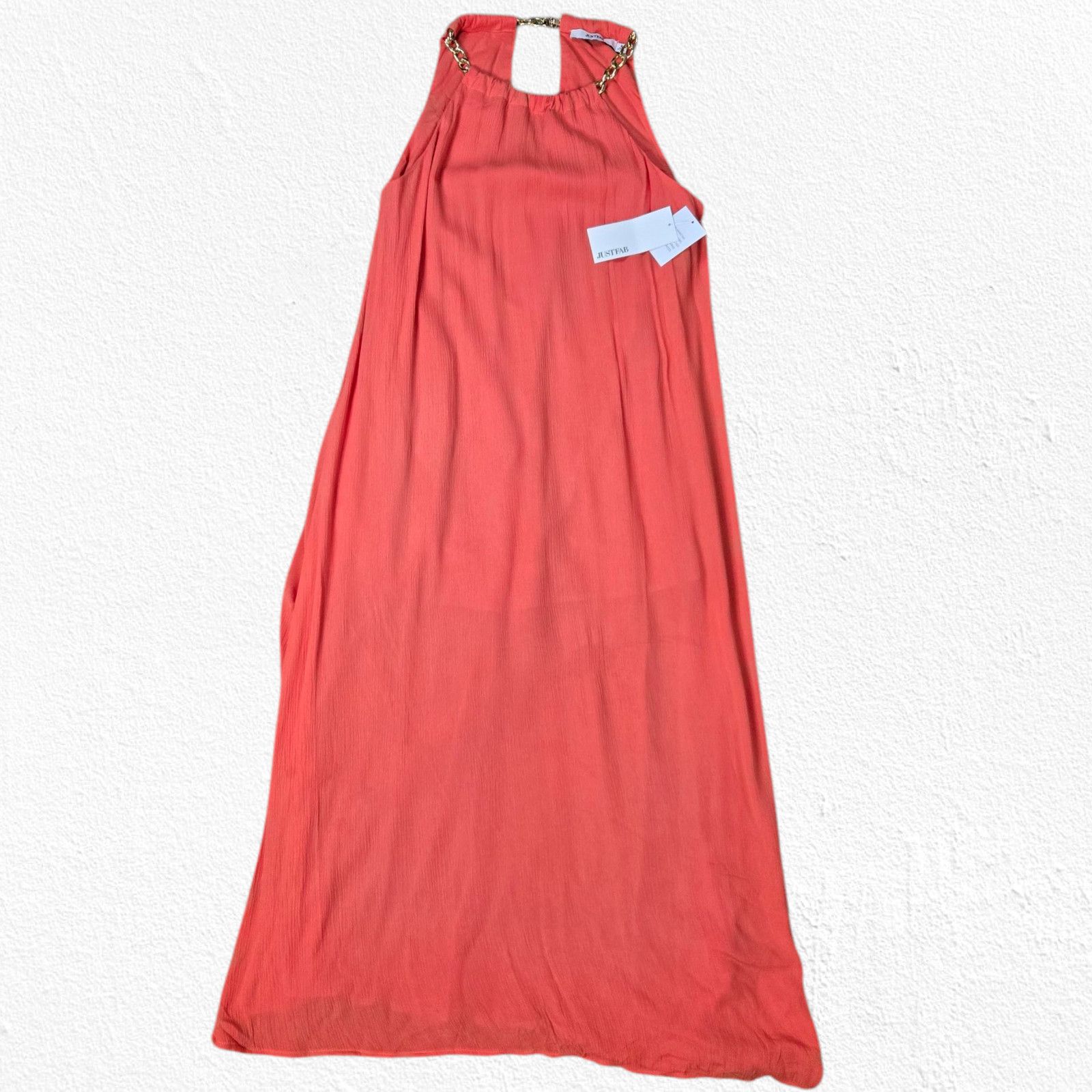 Other Coral Pink Boho Chain Halter Chiffon Maxi Dress Size Small Size S / US 4 / IT 40 - 2 Thumbnail