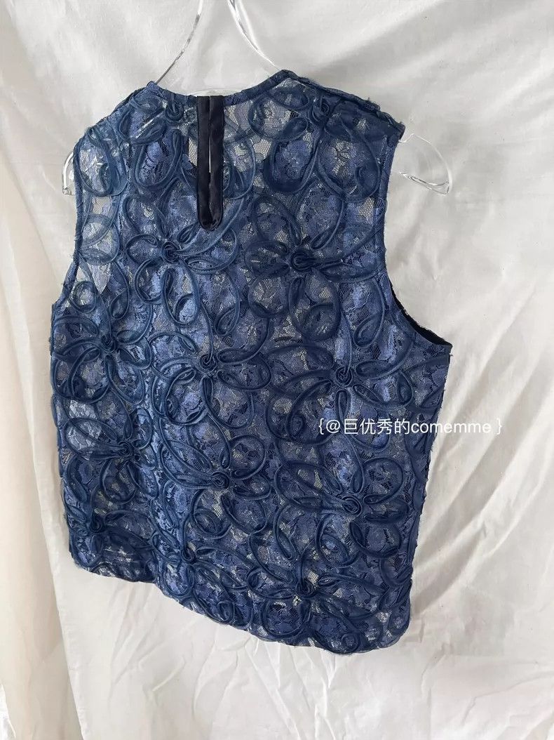Comme des Garcons Comme Des Garcons Navy, dark blue lace, hollowed-out flowe Size S / US 4 / IT 40 - 7 Thumbnail
