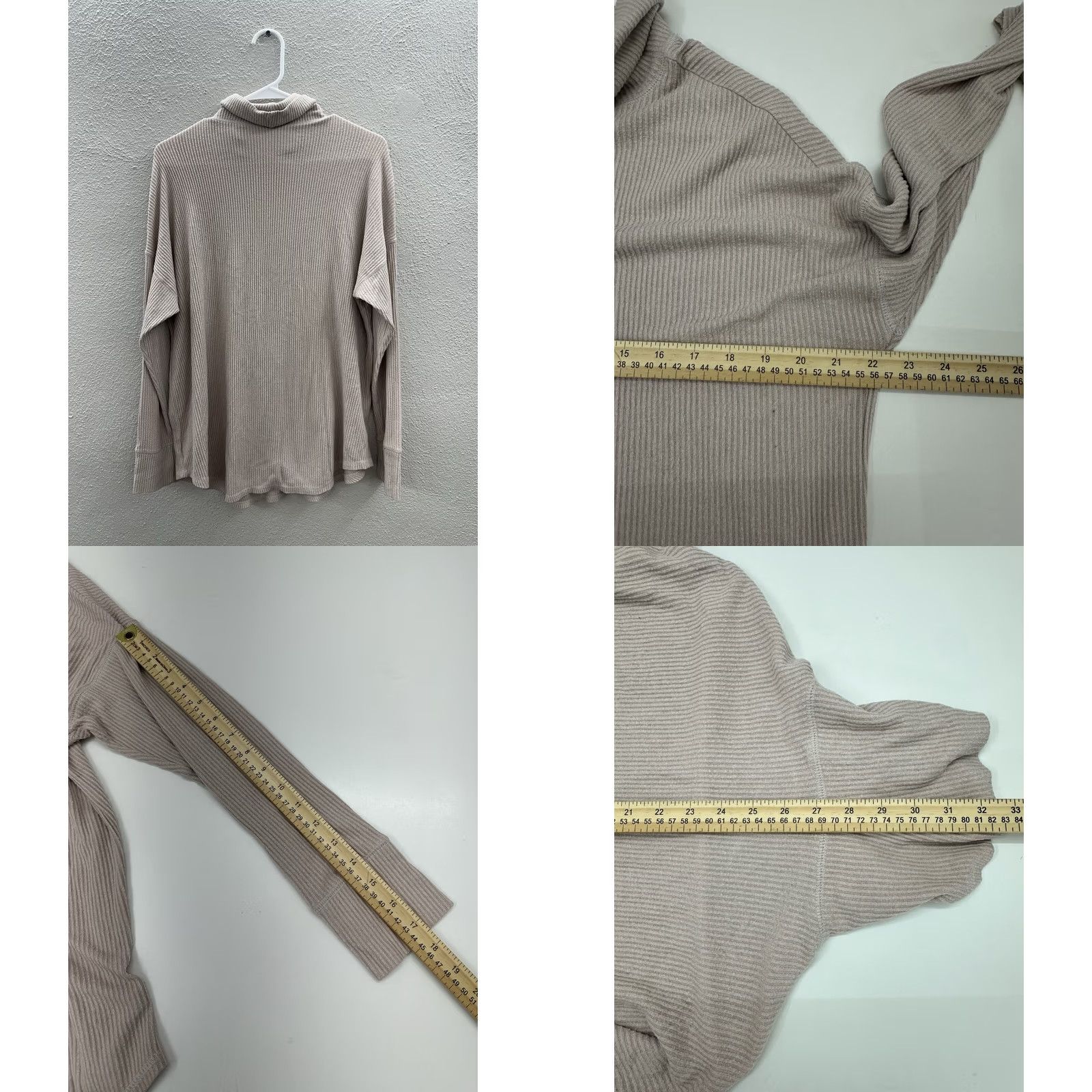 American Eagle Outfitters American Eagle Outfitters Sweater Shirt Womens Medium Tan Long Sleeve Cowl Neck Ribbed Lightweight Knit Size M / US 6-8 / IT 42-44 - 8 Thumbnail