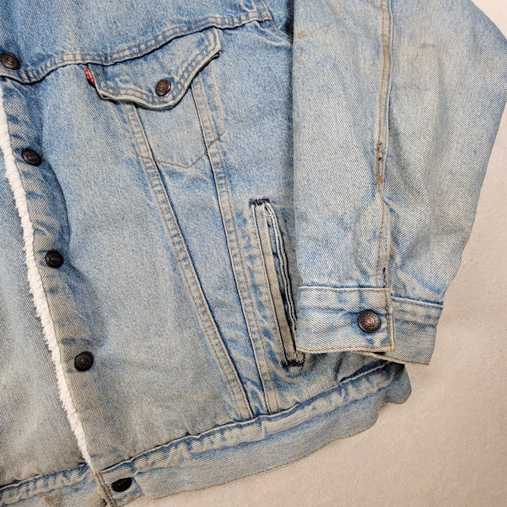 Levi's VINTAGE Levi's 527 Jacket Men XL Denim Blue Sherpa Lined USA 80s Bomber Jacket Mid-Length Regular Fit Size US XL / EU 56 / 4 - 2 Thumbnail