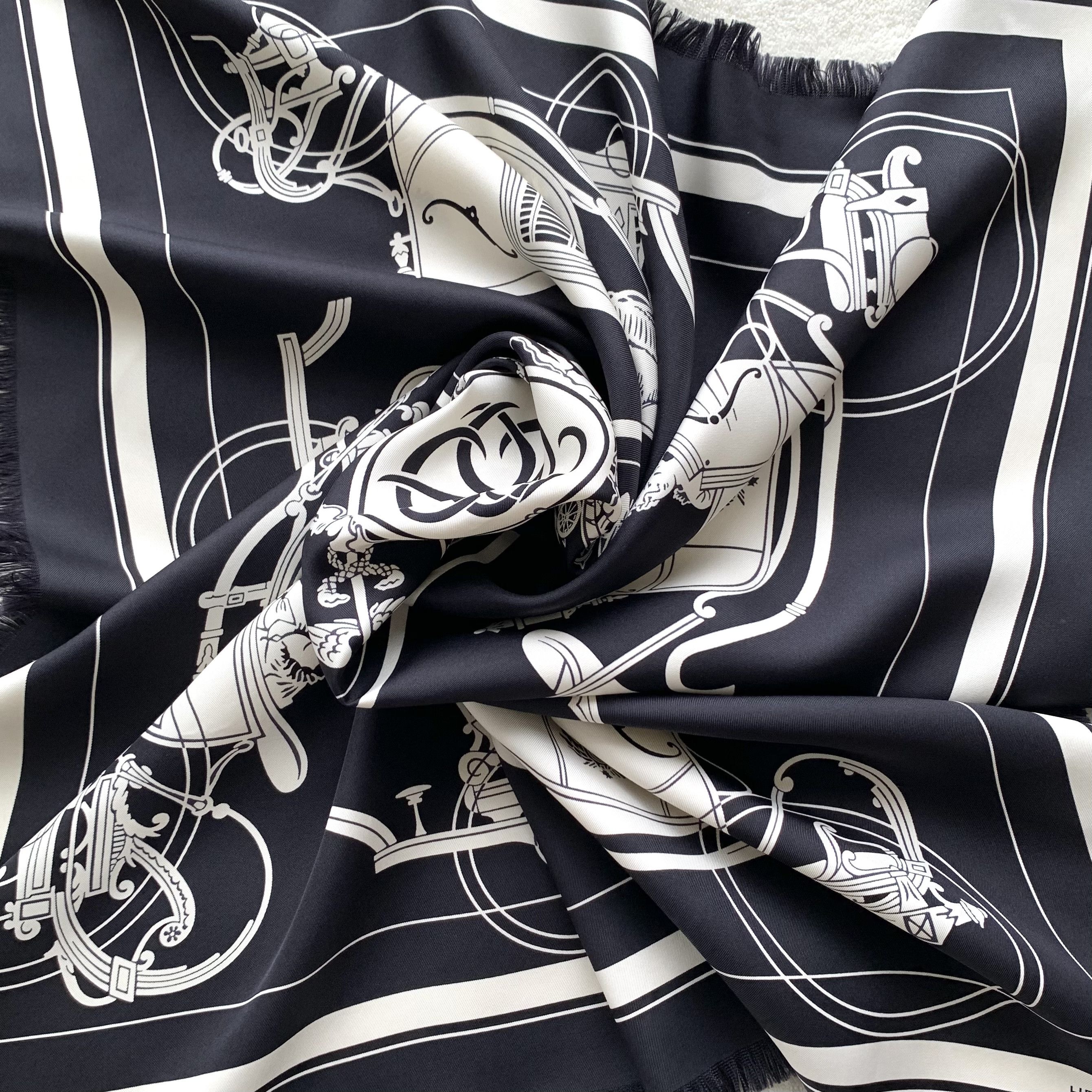 Hermes Hermès Ex-Libris Silk Scarf Black (80×80 cm) Size ONE SIZE - 8 Thumbnail