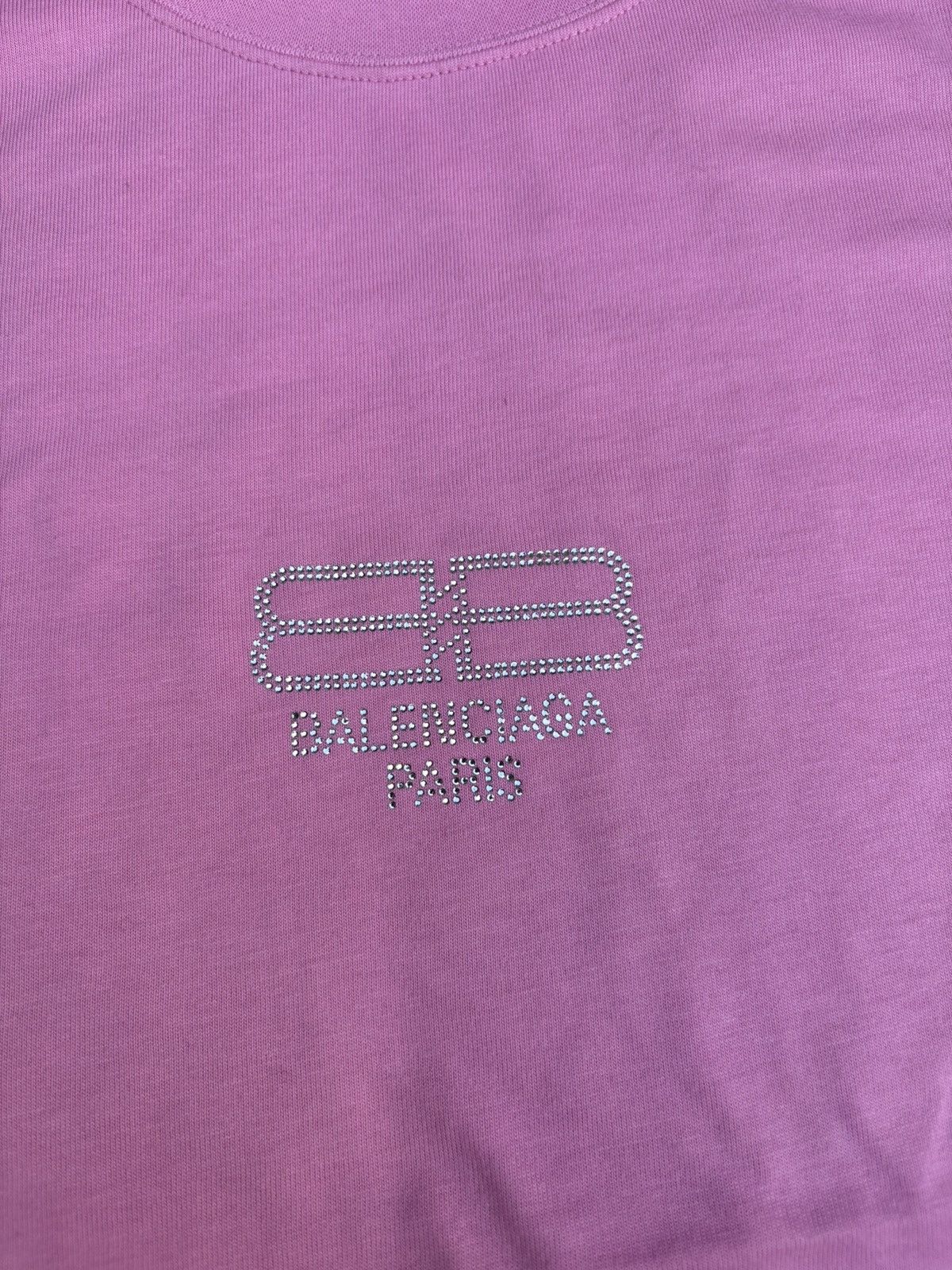 Balenciaga Crystal Logo Tee Pink Size US S / EU 44-46 / 1 - 2 Thumbnail