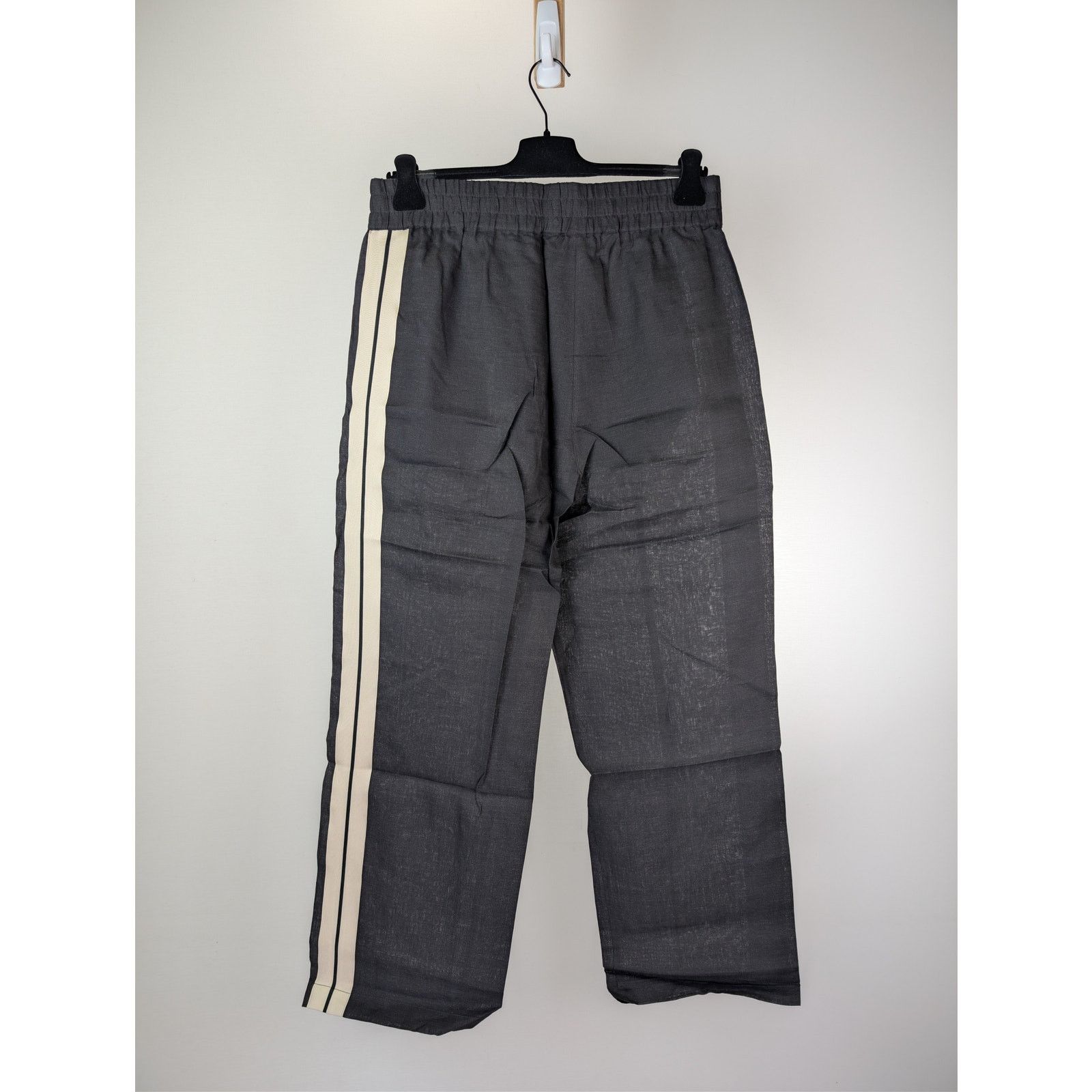 Palm Angels o1rshd1 Classic Logo Linen Track Pants Anthracite/Off White Size US 36 / EU 52 - 11 Thumbnail