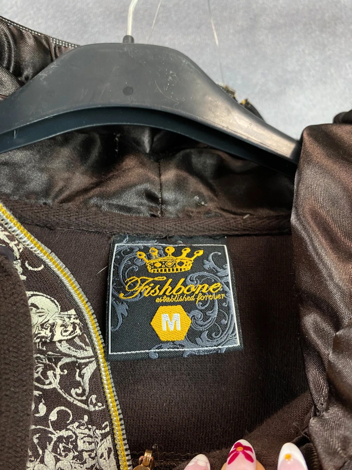 Designer Fishbone Brown Zip Hoodie Y2K Vintage Style M Size US M / EU 48-50 / 2 - 4 Thumbnail