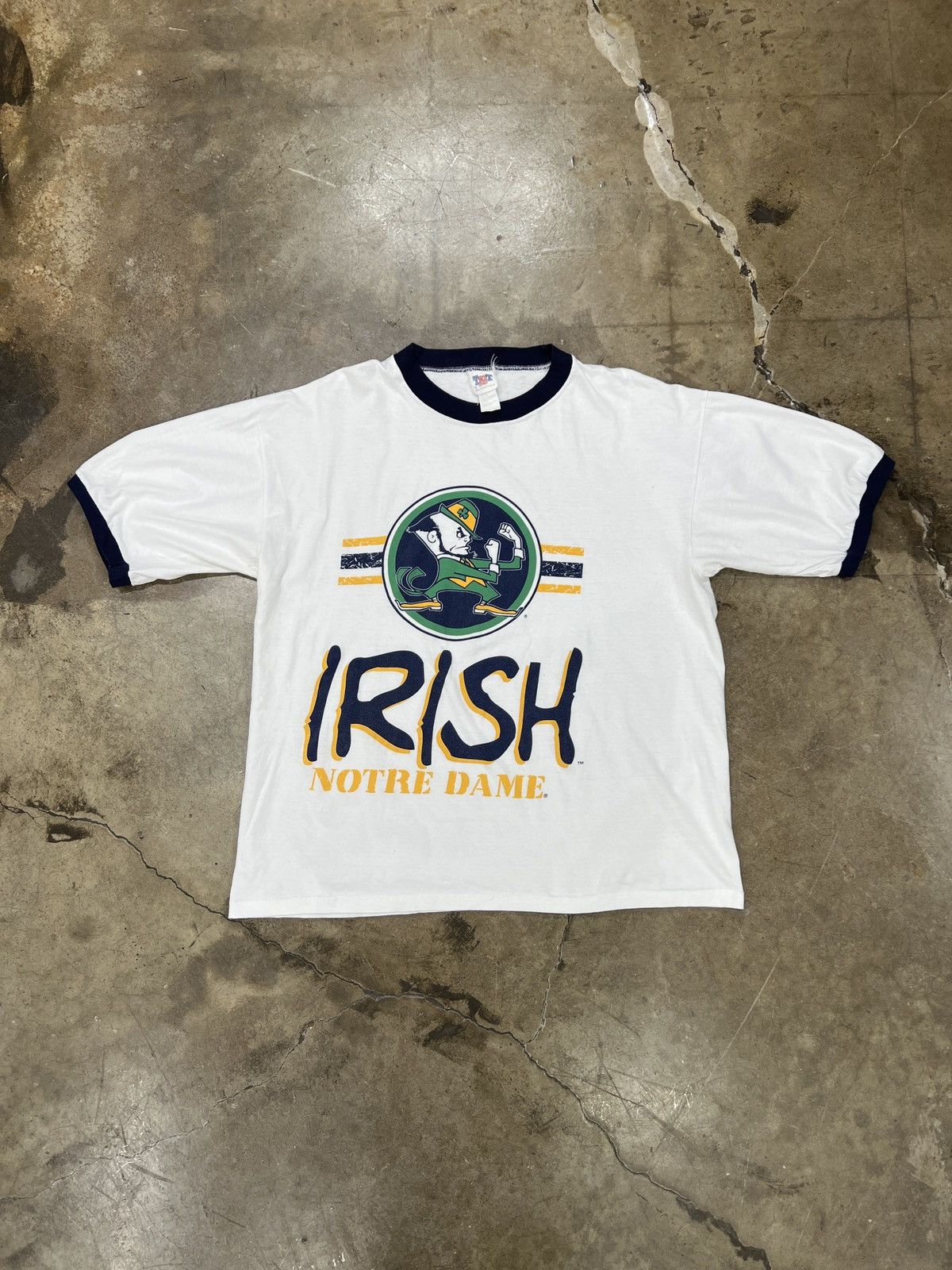 NCAA × Vintage Vintage Notre Dame Fighting Irish Piping Tee Sz. Large Size US L / EU 52-54 / 3 - 2 Thumbnail
