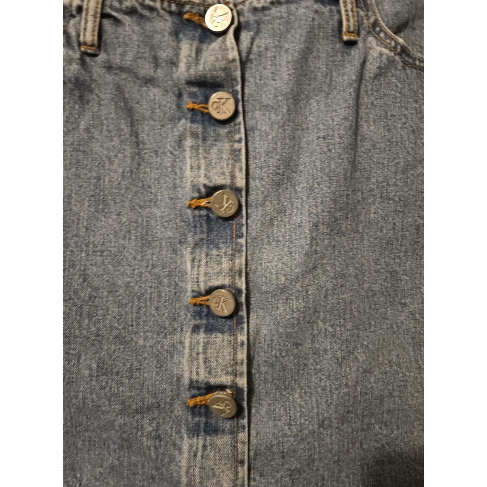 Calvin Klein VINTAGE Calvin Klein Denim Skirt Women's 12 Blue Button Up Mini 90s Y2K USA Women Size 34" / US 12 / IT 48 - 5 Thumbnail