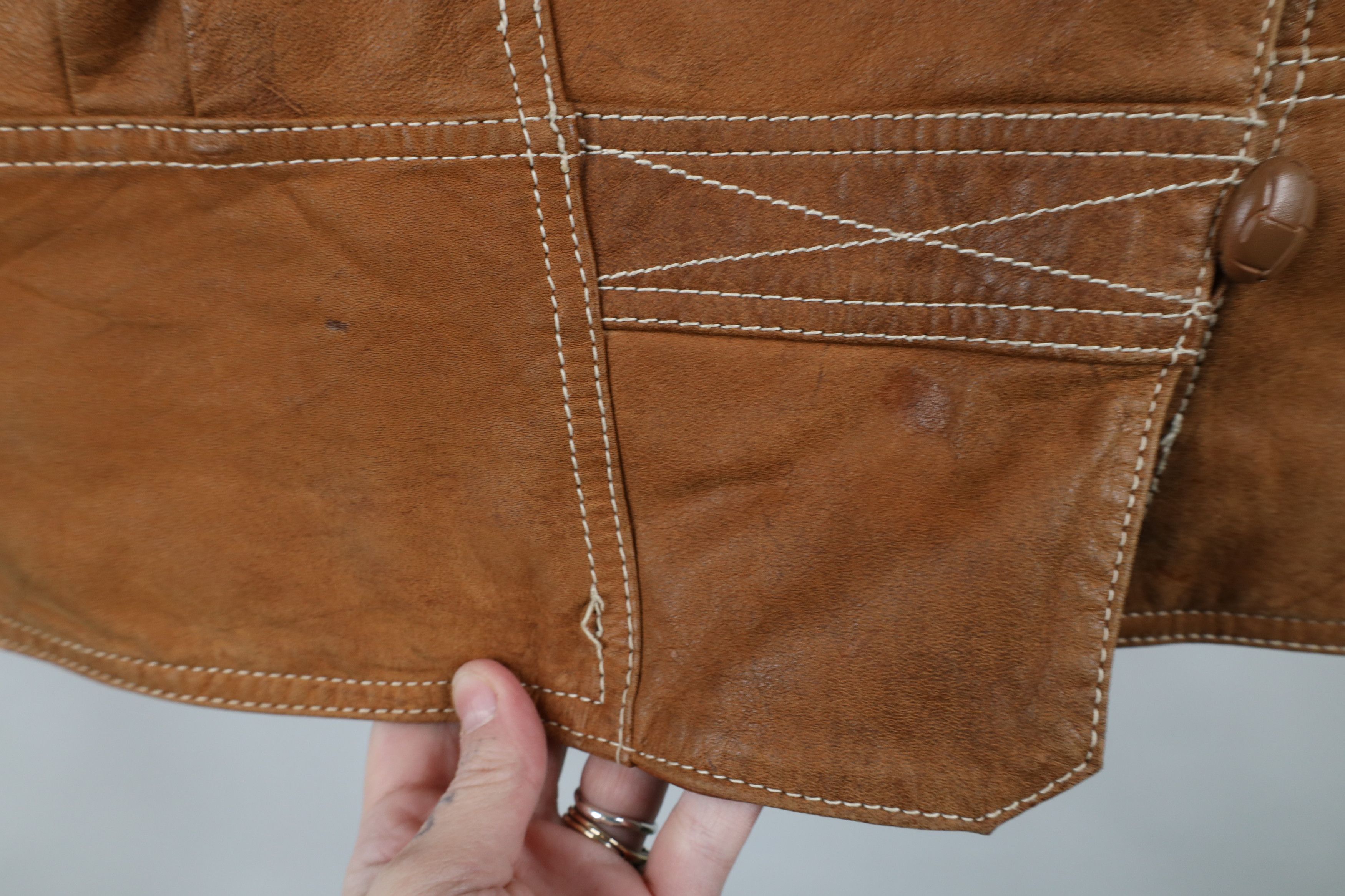 Vintage Vintage 90s Streetwear Shearling Collar Leather Jacket Size S / US 4 / IT 40 - 8 Thumbnail