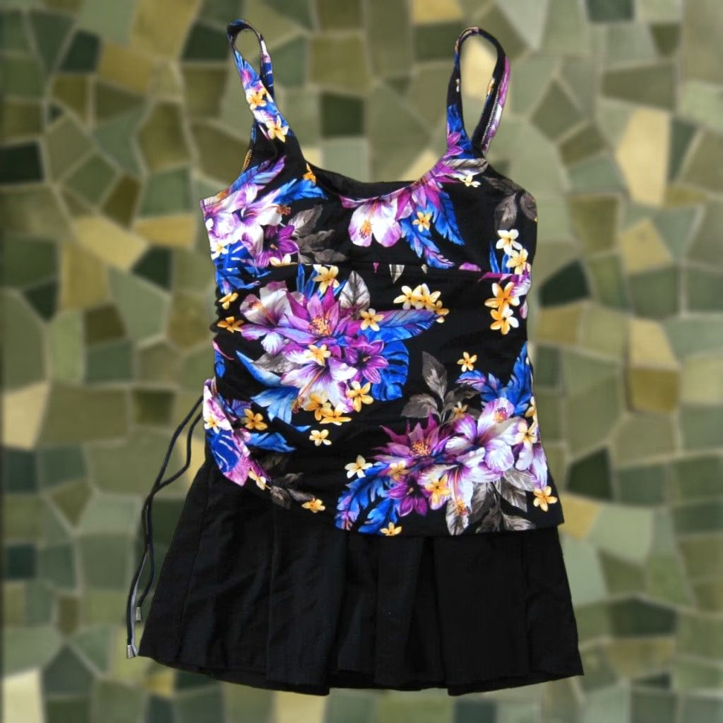 Vintage VINTAGE Rose Marie Reid Black Oceanic Floral One Piece Swim Dress Medium Size M / US 6-8 / IT 42-44 - 1 Thumbnail