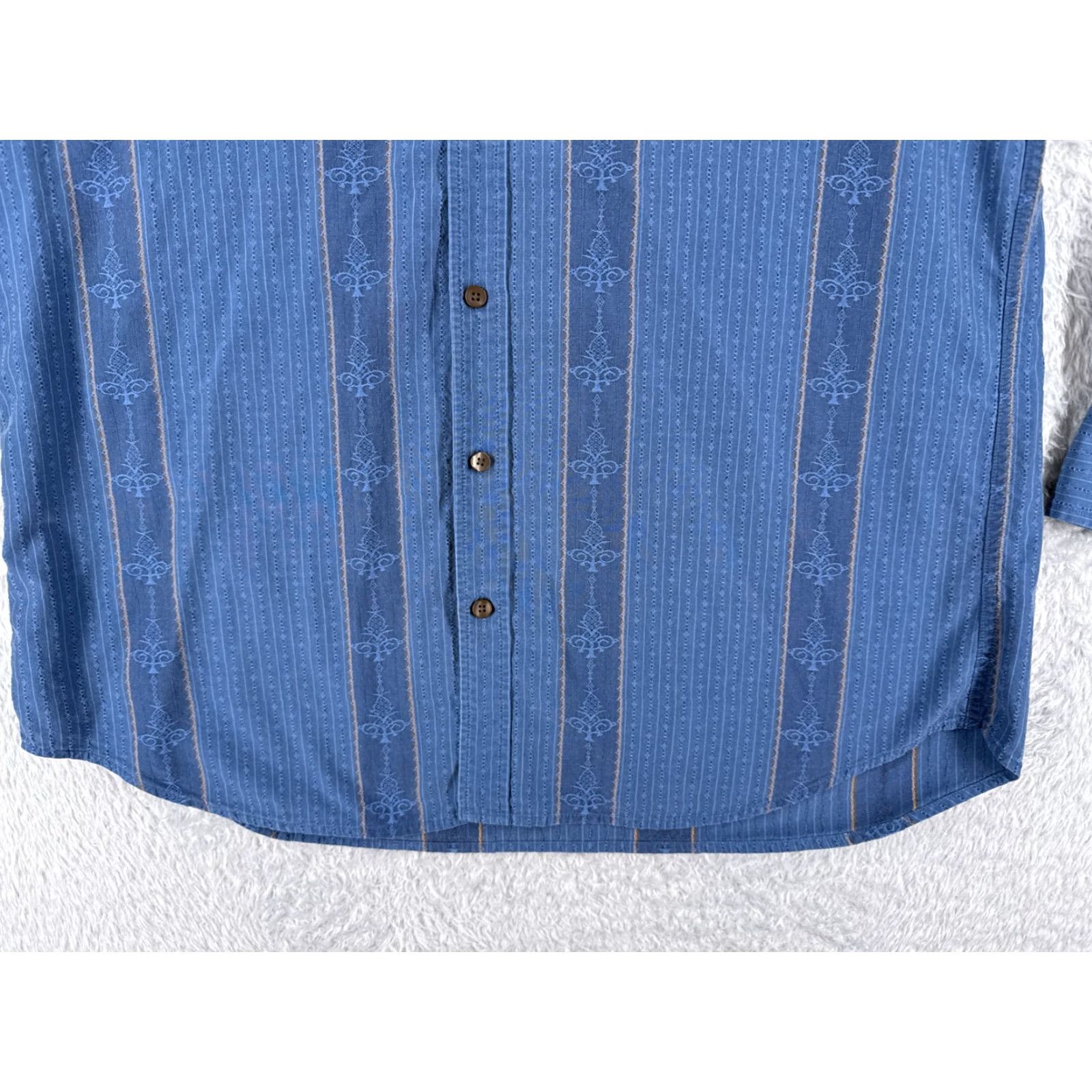 Tommy Bahama Tommy Bahama Shirt Men Large Blue Vertical Stripe Pineapple 100% Silk Button Up Size US L / EU 52-54 / 3 - 5 Thumbnail