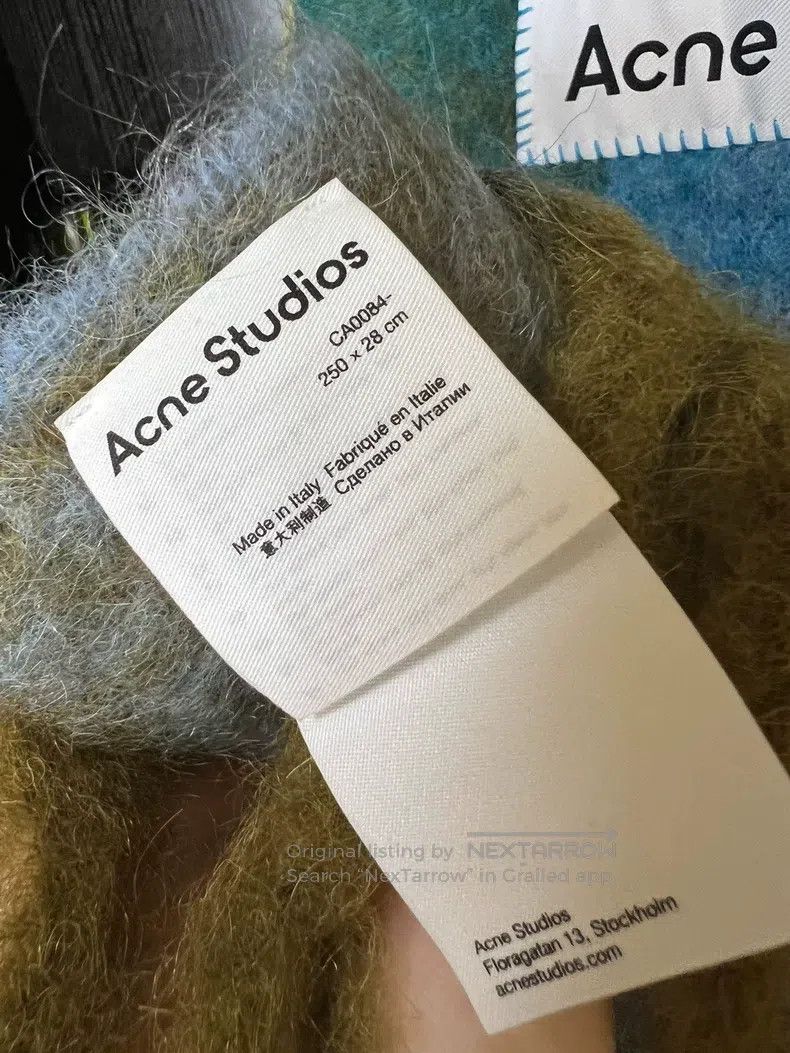 Acne Studios Acne Studios Classic Mohair Checkered Scarf - Olive Green/ Size ONE SIZE - 6 Thumbnail