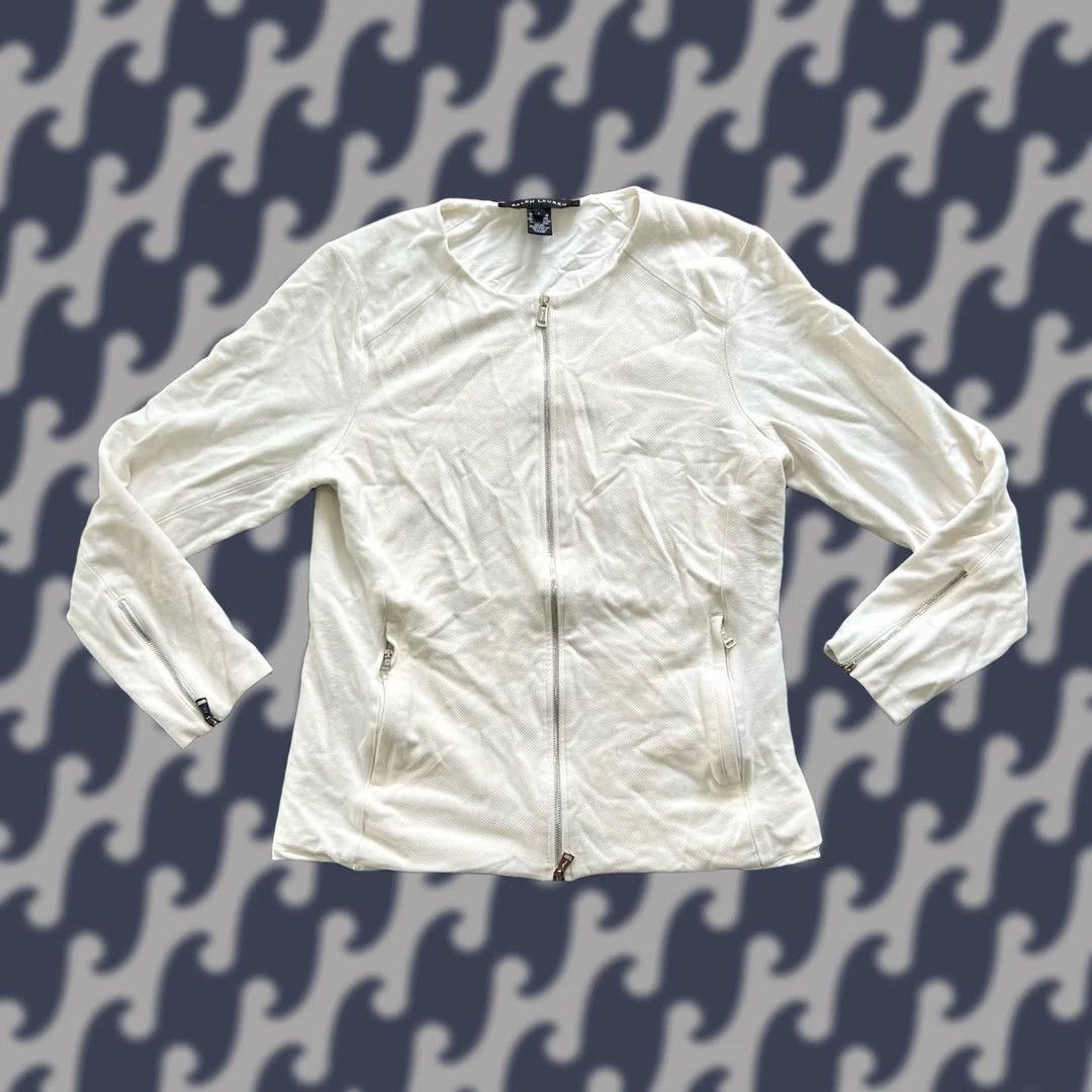 Ralph Lauren Ralph Lauren Jacket Womens Large White Full Zip Knit Basic Jacket Athleisure Regular Size L Size L / US 10 / IT 46 - 1 Thumbnail