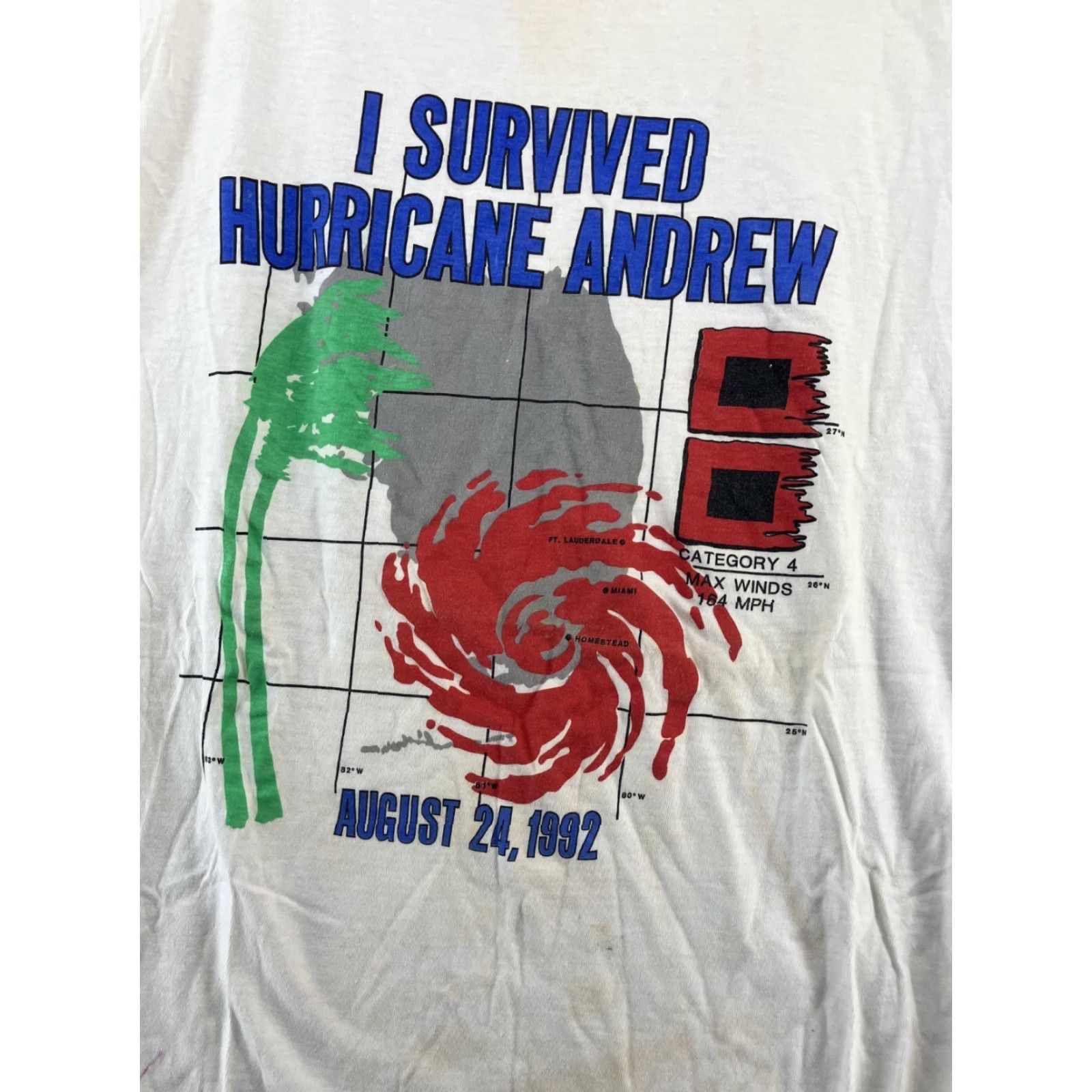 Vintage I Survived Hurricane Andrew White Graphic TShirt Caribbean Dream Adults XL Size US XL / EU 56 / 4 - 4 Thumbnail