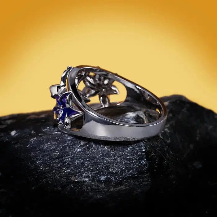 Jewelry Creative Handmade Enamel Epoxy Violet Flower Ring Size ONE SIZE - 2 Thumbnail