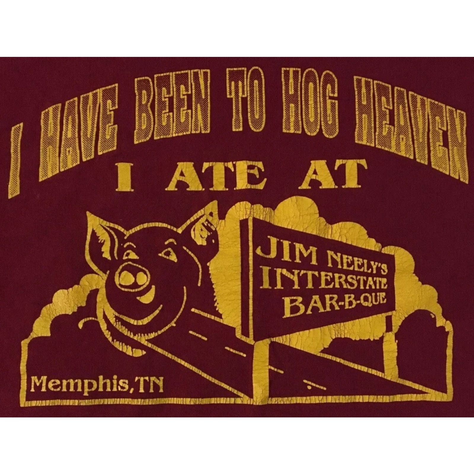 Vintage VINTAGE 90s Hog Heaven Jim Neelys BBQ Shirt XL Red Men T-Shirt Bar Grunge Memphis Funny Biker Humor USA Rockabilly Tailored Size US XL / EU 56 / 4 - 2 Thumbnail