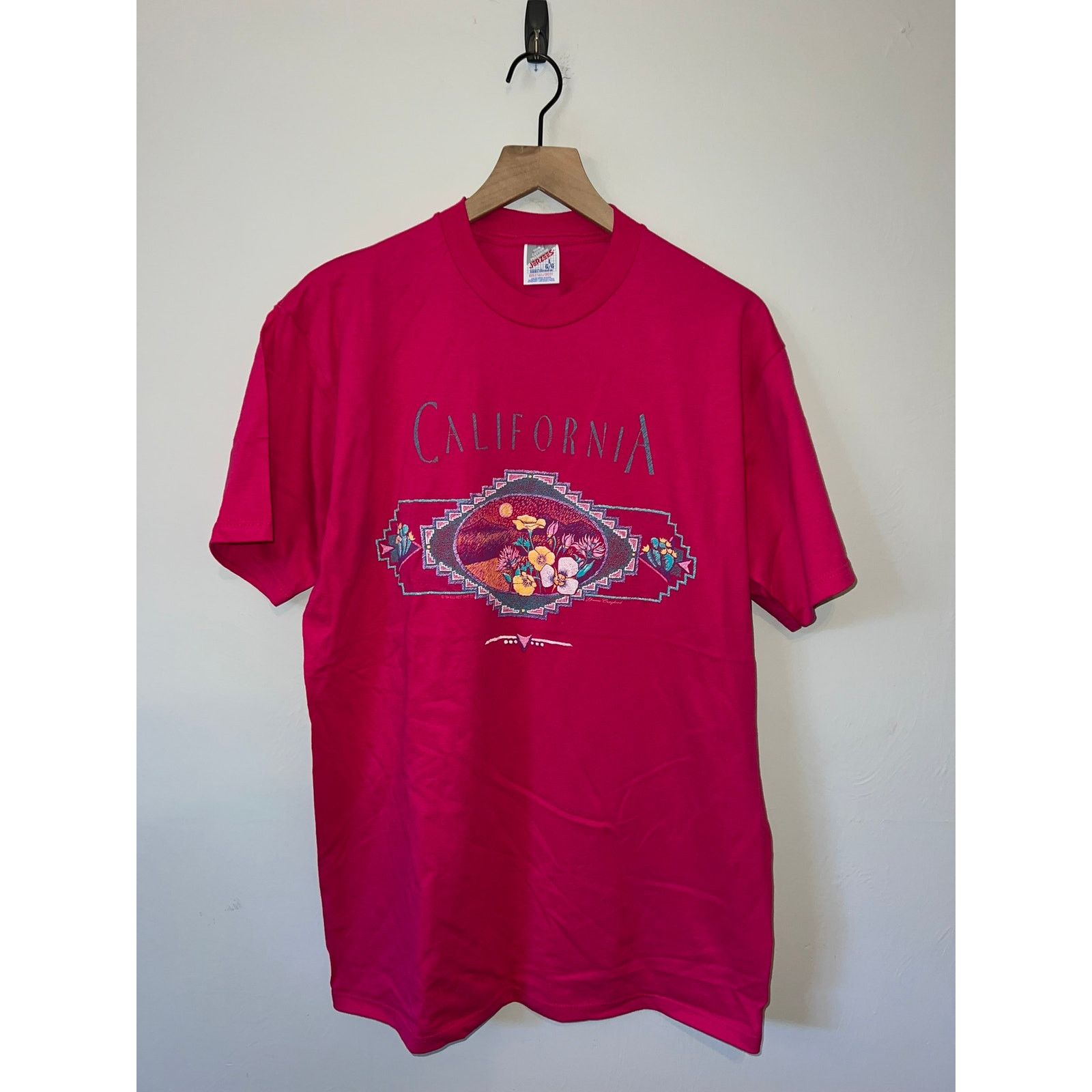 Jerzees Vintage California Shirt Desert Flower Pink Tee VTG 90s L Size US L / EU 52-54 / 3 - 1 Thumbnail