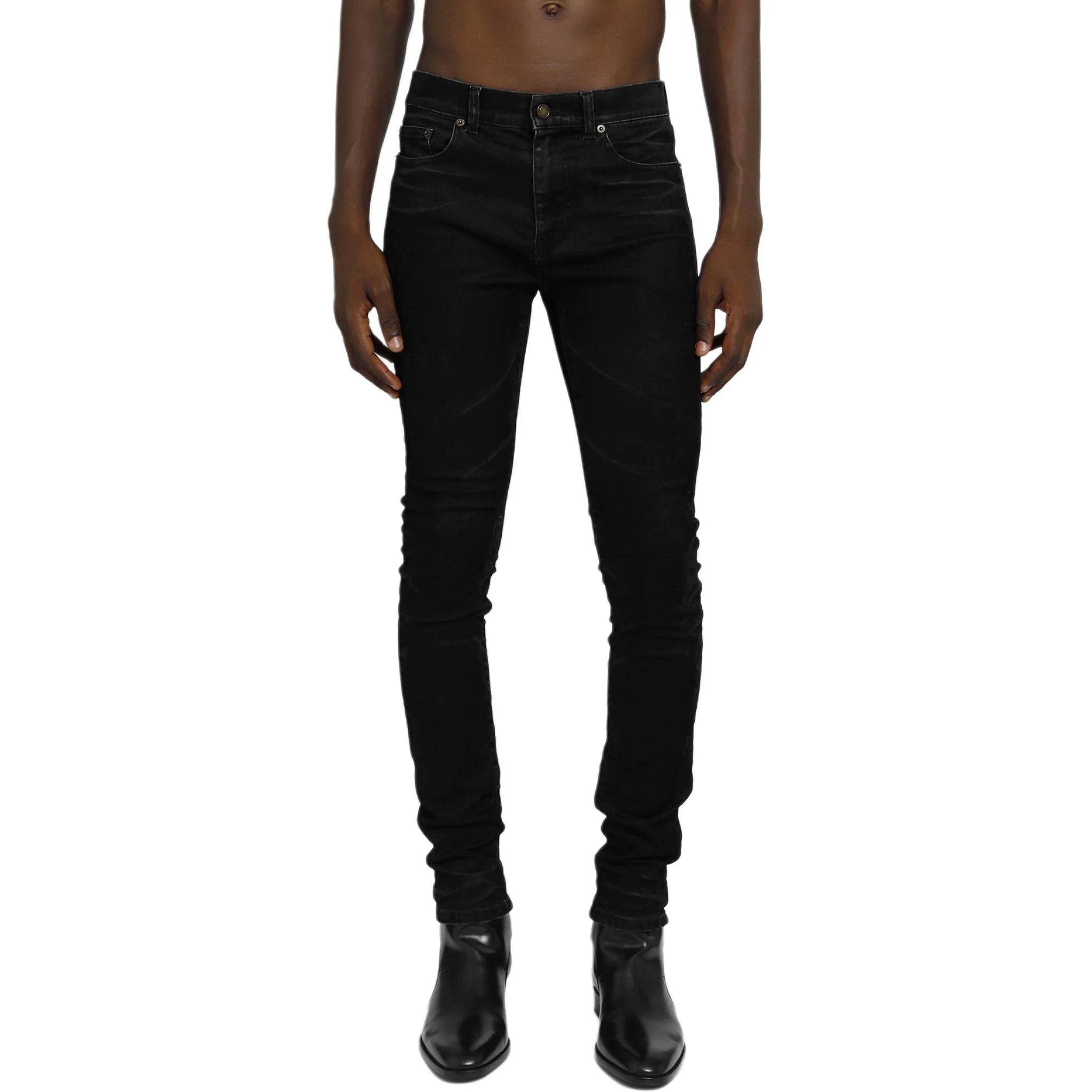 Saint Laurent Paris D10 Black Lightly Waxed Skinny Jeans Size US 30 / EU 46 - 2 Thumbnail