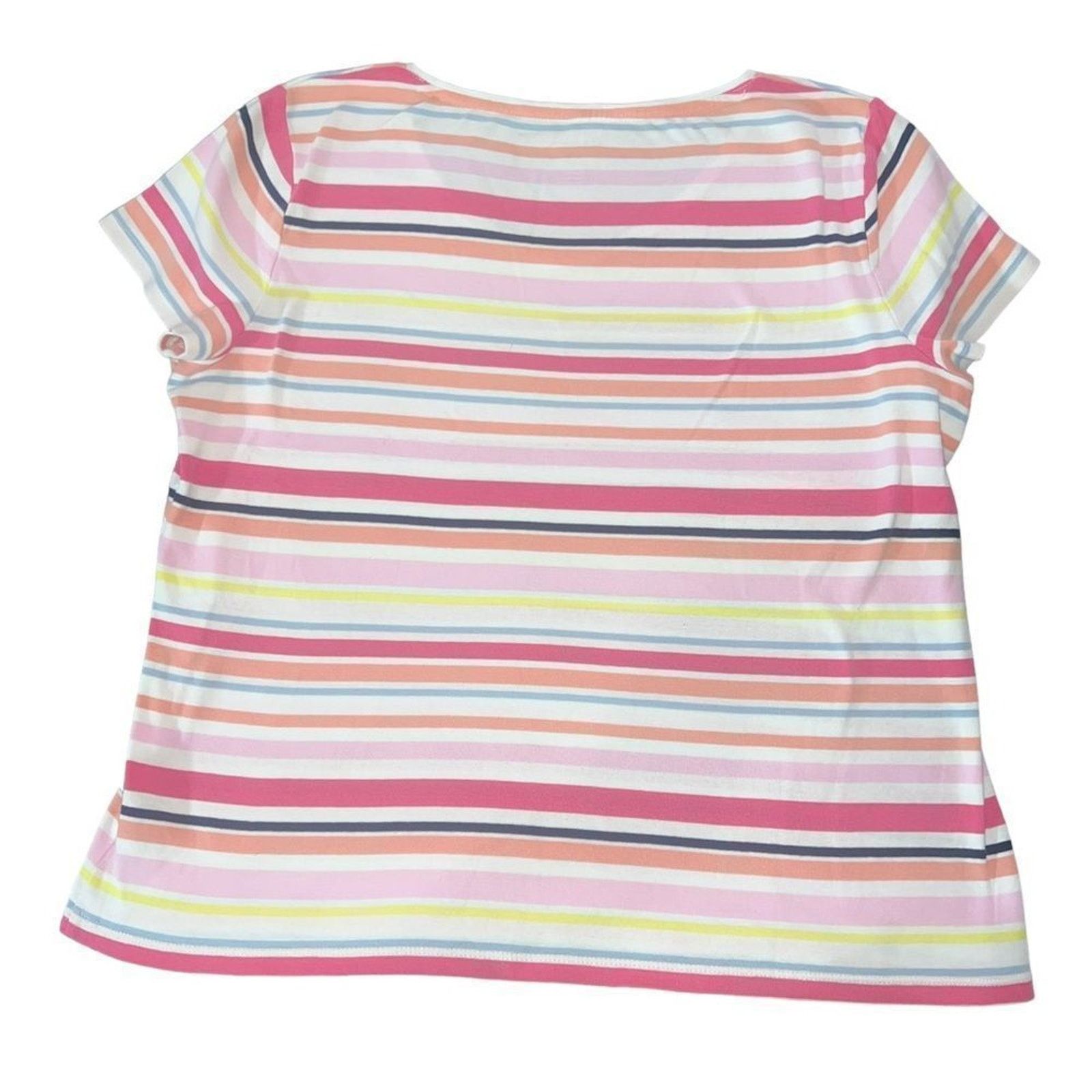 Talbots Talbots Tee Womens Large Striped V-Neck Short Sleeve T-Shirt Size L / US 10 / IT 46 - 4 Thumbnail