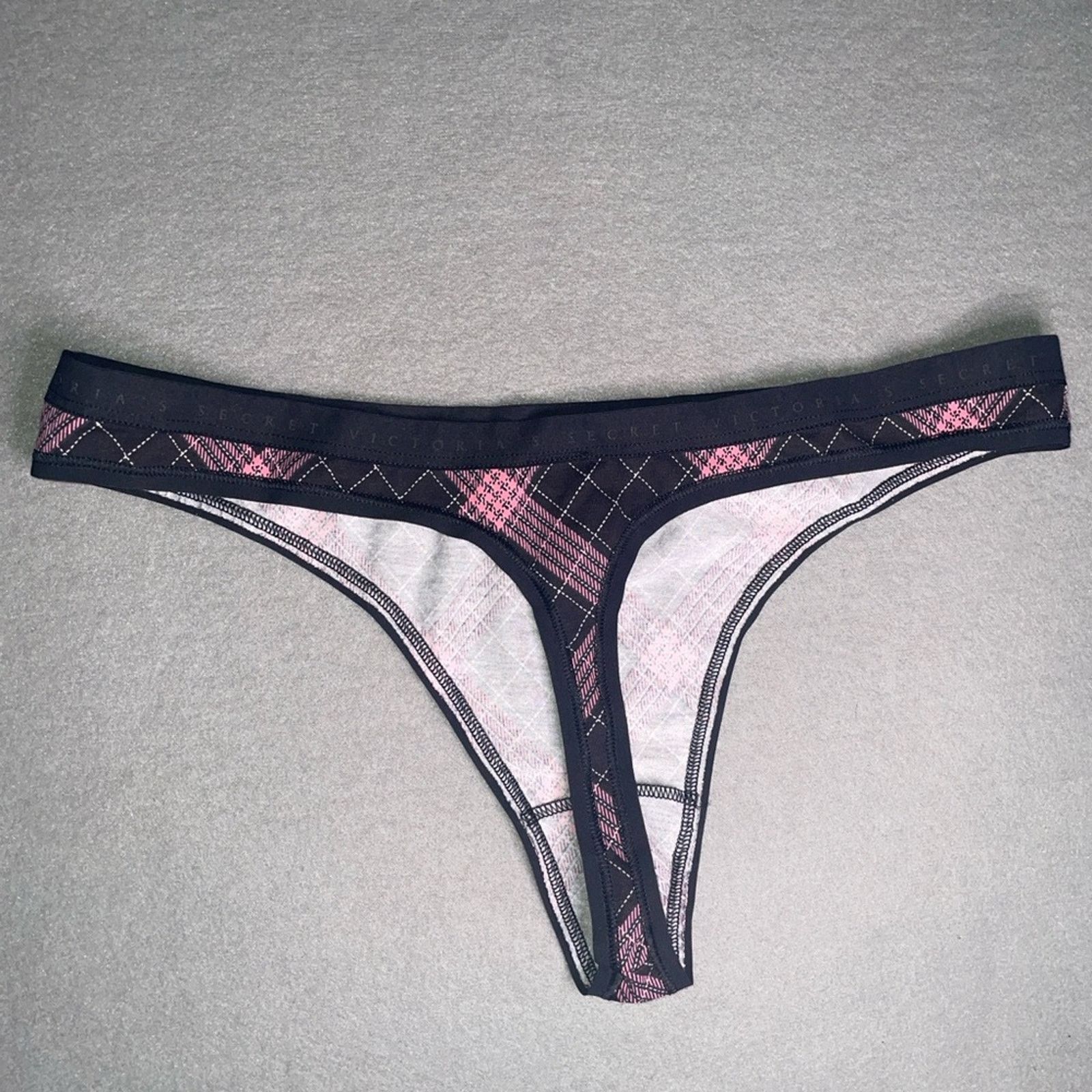 Victoria's Secret Victoria's Secret Thong VS Pink Plaid Thong Panty NEW Size ONE SIZE - 4 Thumbnail