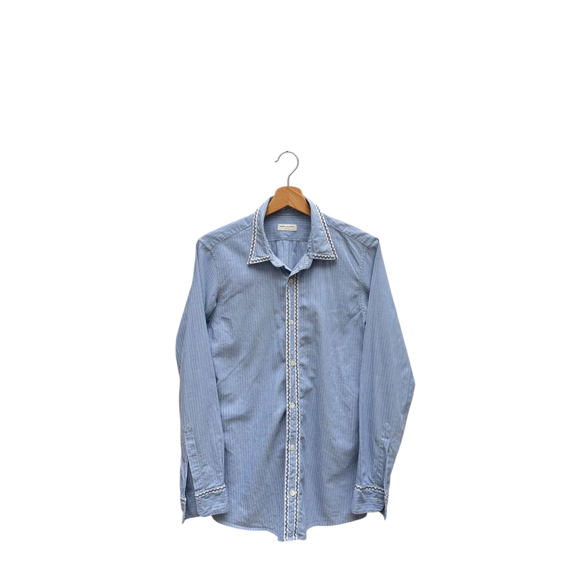 Dries Van Noten Blue Striped Long Sleeve Shirt Size US S / EU 44-46 / 1 - 1 Thumbnail