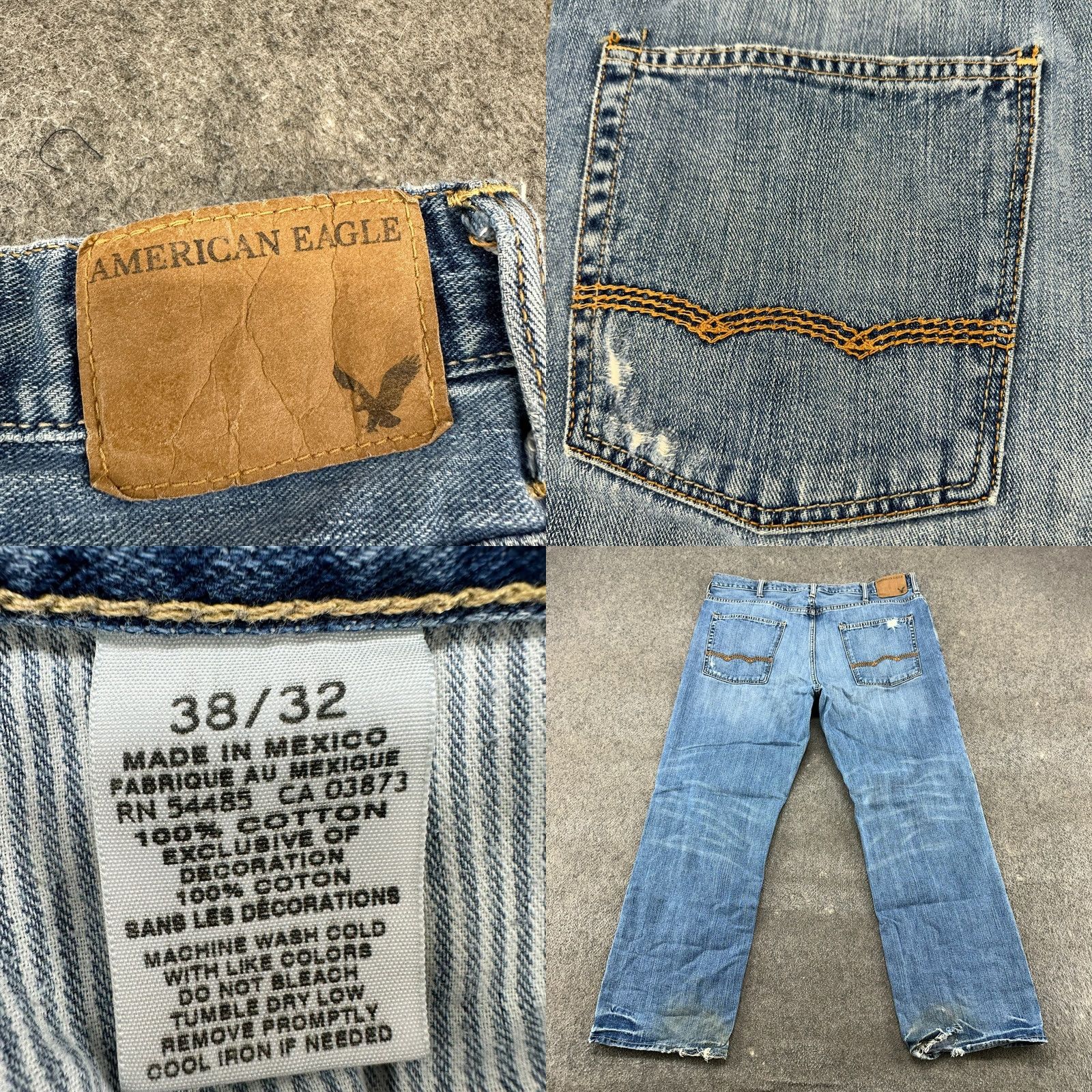 American Eagle Outfitters American Eagle Jeans Mens 38x32 Blue Relaxed Straight Distressed 5-Pocket Denim Jeans Mens Blue Distressed Retro Vintage? Size US 38 / EU 54 - 10 Thumbnail