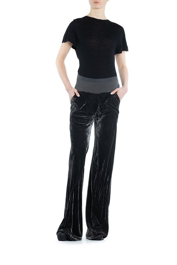 Rick Owens Last Rick Owens High-Waist Velvet Pants Ribbed Waistband Size 32" / US 10 / IT 46 - 6 Thumbnail